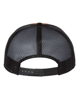 Richardson 168 Seven-Panel Trucker Cap #color_Charcoal/ Burnt Orange/ Black