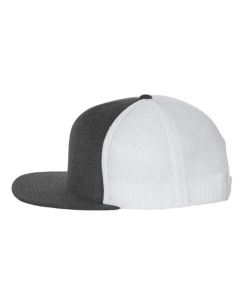 Richardson 511 Wool Blend Flat Bill Trucker Cap #color_Heather Charcoal/ White