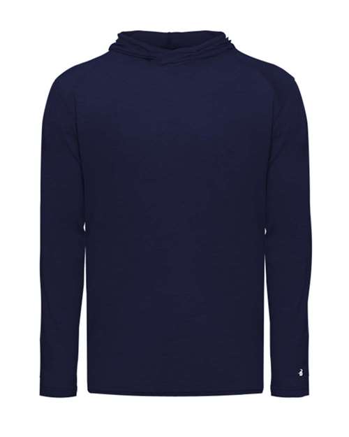 Badger 2905 Youth Tri-Blend Surplice Hooded Long Sleeve T-Shirt #color_Navy
