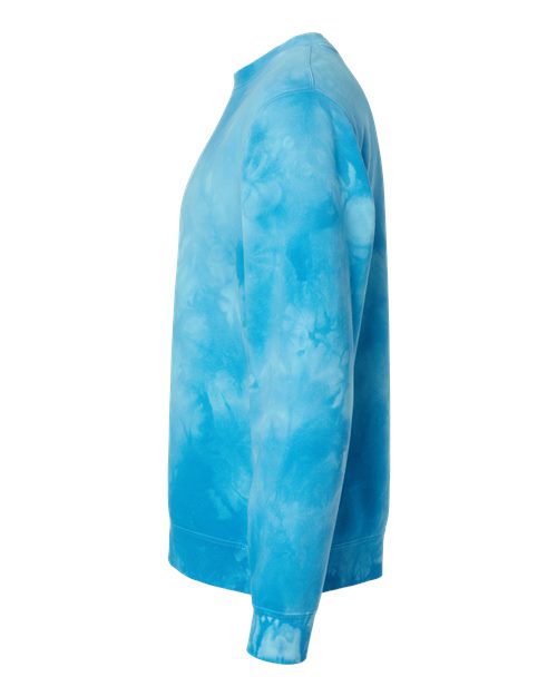 Independent Trading Co. PRM3500TD Midweight Tie-Dyed Crewneck Sweatshirt #color_Tie Dye Aqua Blue