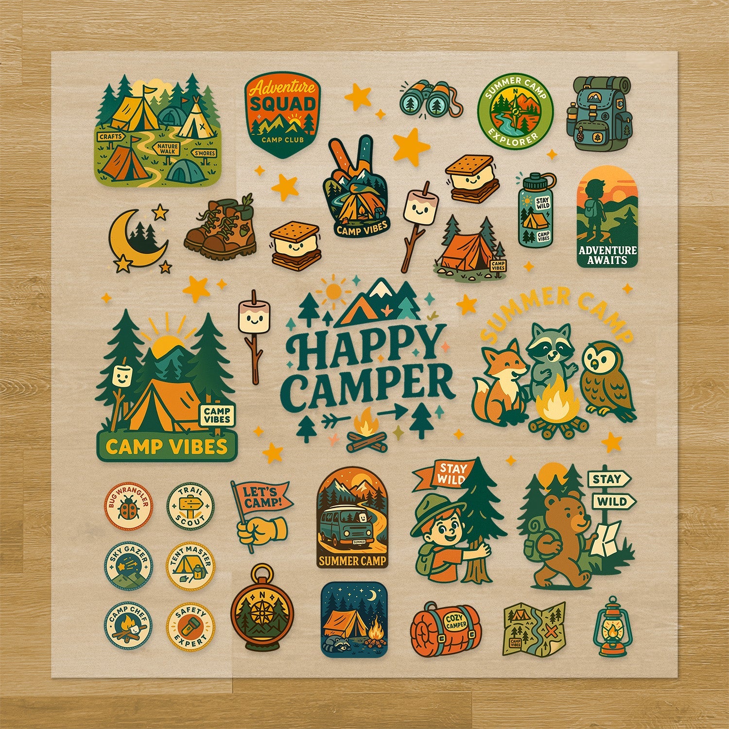 Camping & Outdoors Iron-On Transfer Pack