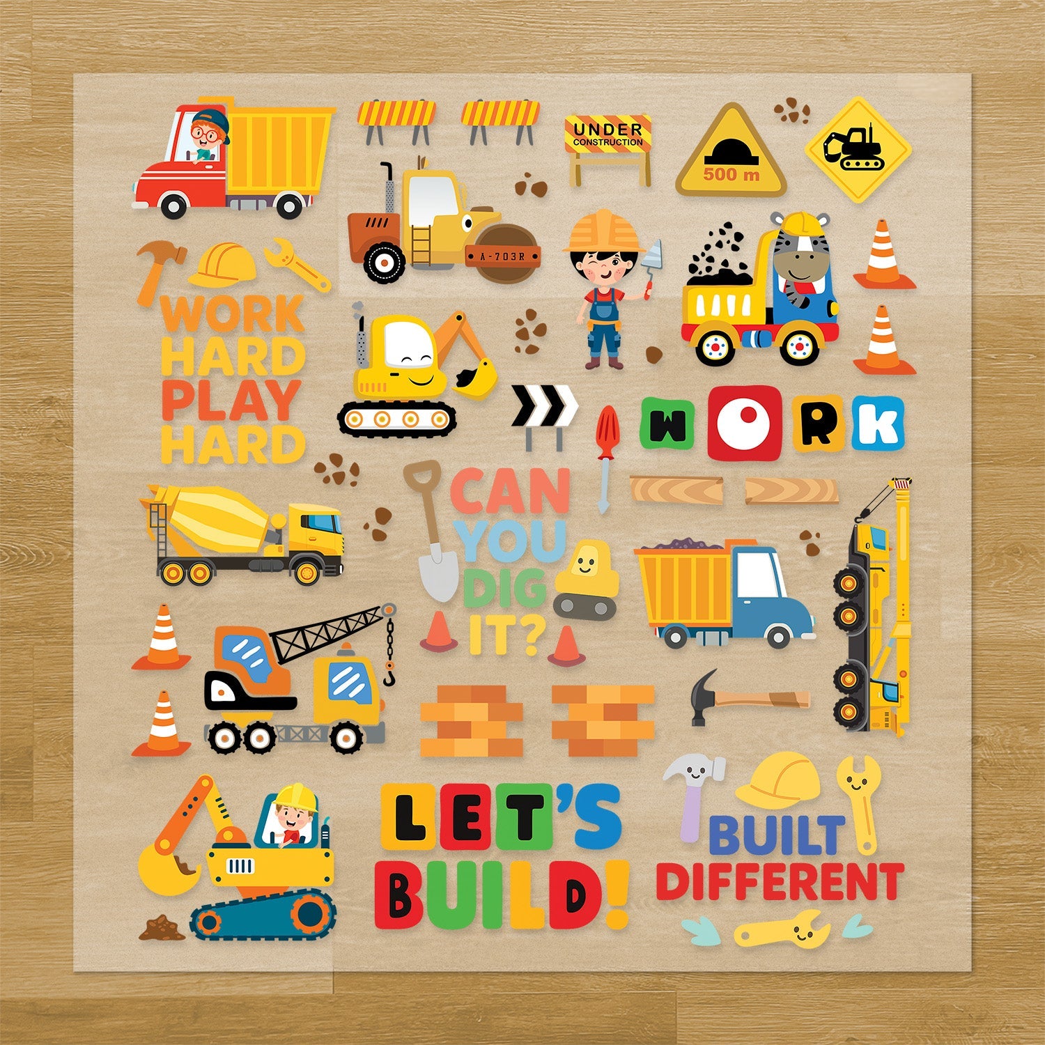 Construction Iron-On Transfer Pack