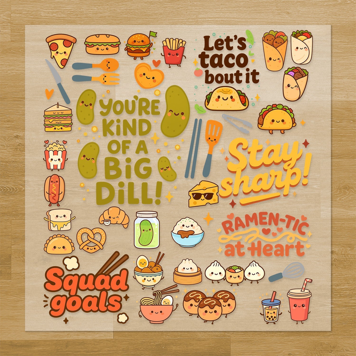 Savory Food with Faces Iron-On Transfer Pack