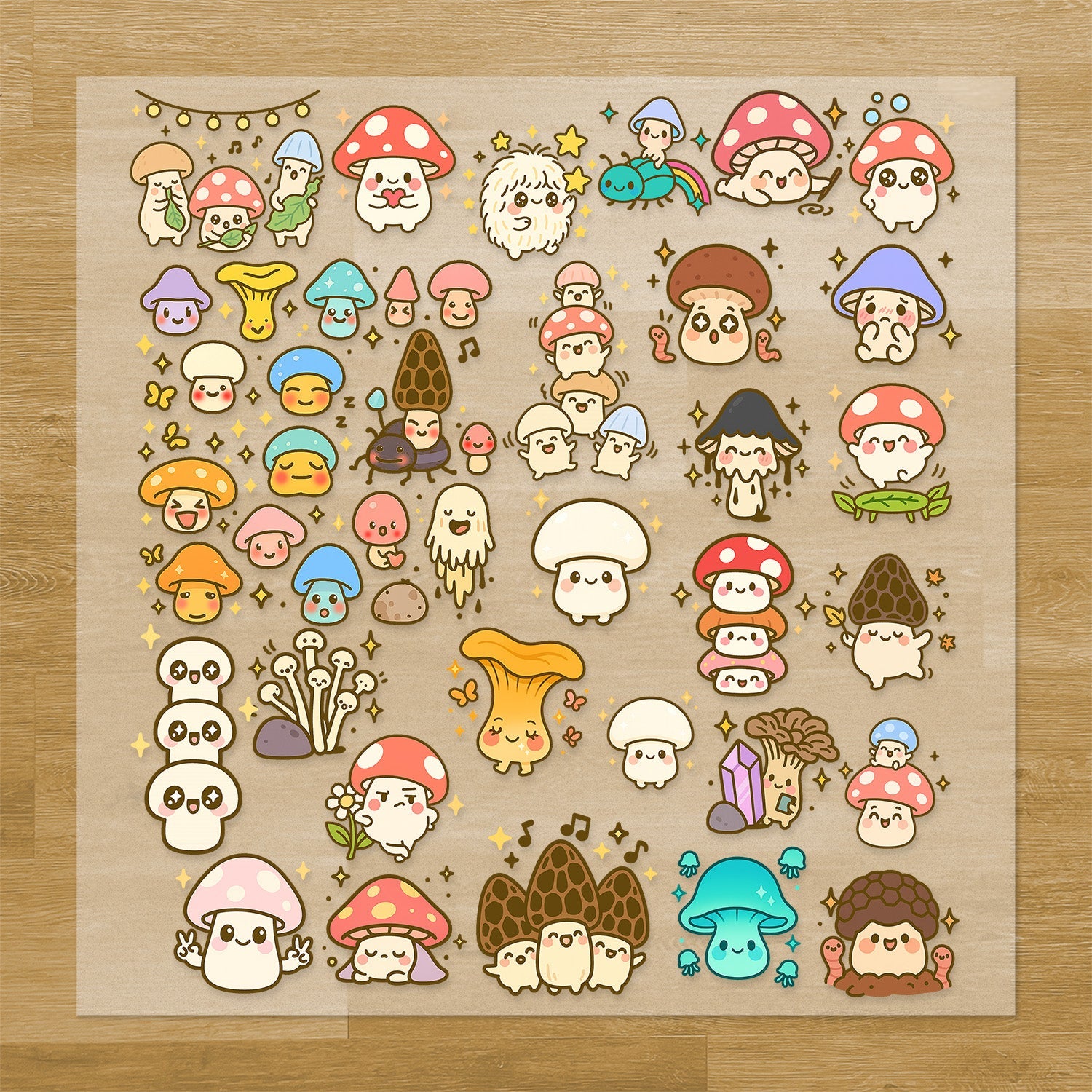 Mushrooms with Faces Iron-On Transfer Pack