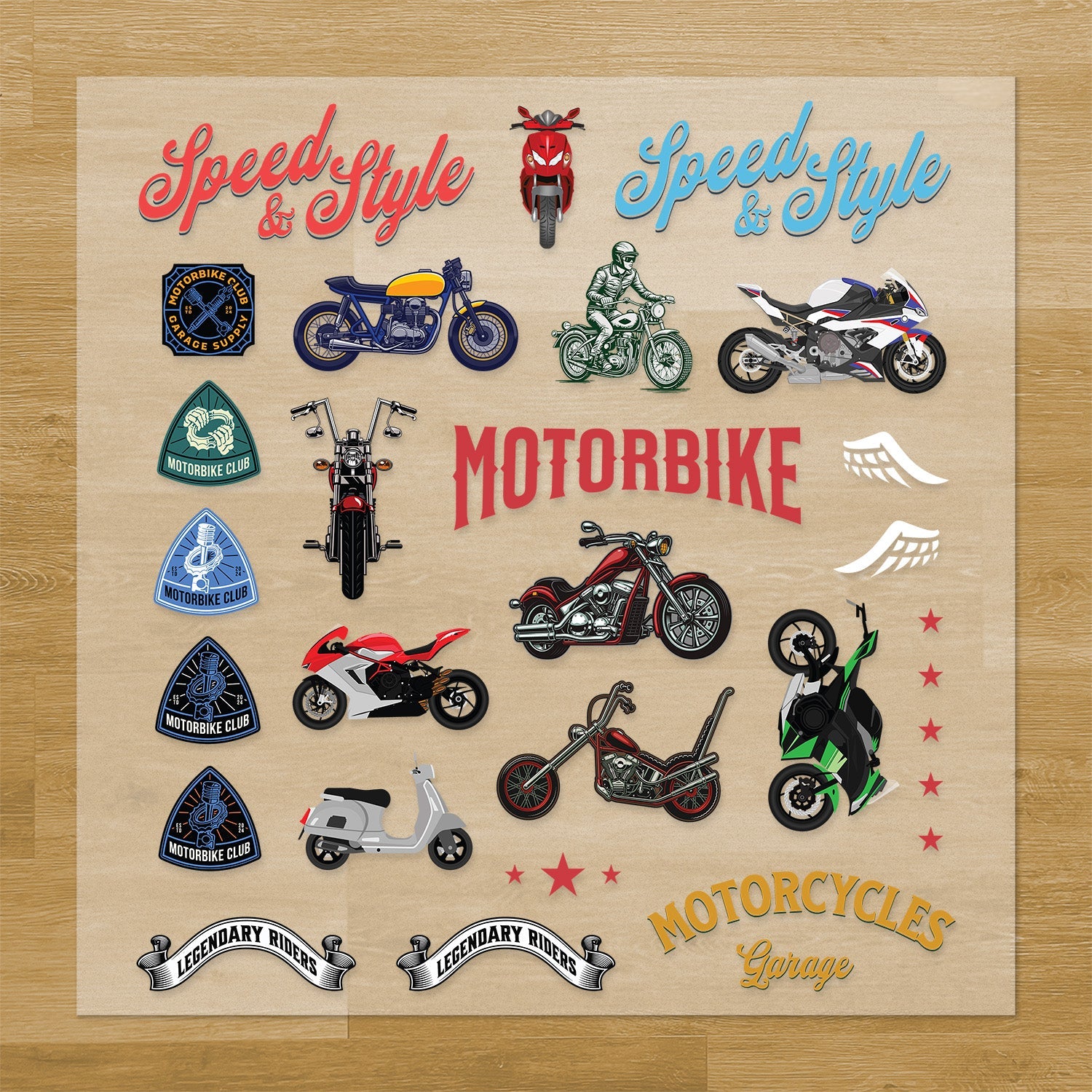 Motorcycles Iron-On Transfer Pack