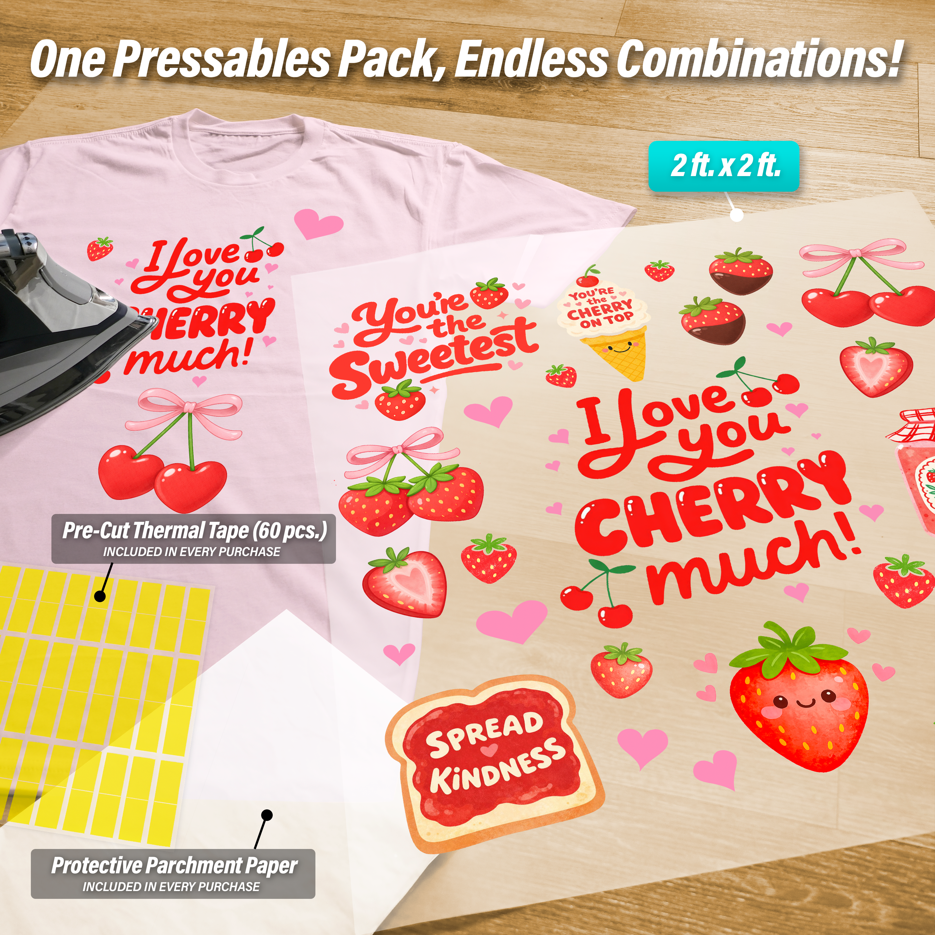 Berry Sweet Valentines Day Iron-On Transfer Pack