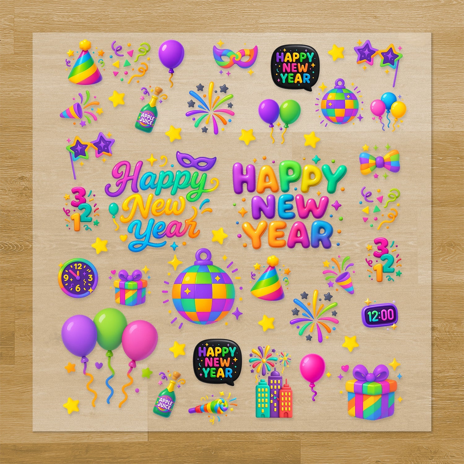 New Year's Iron-On Transfer Pack