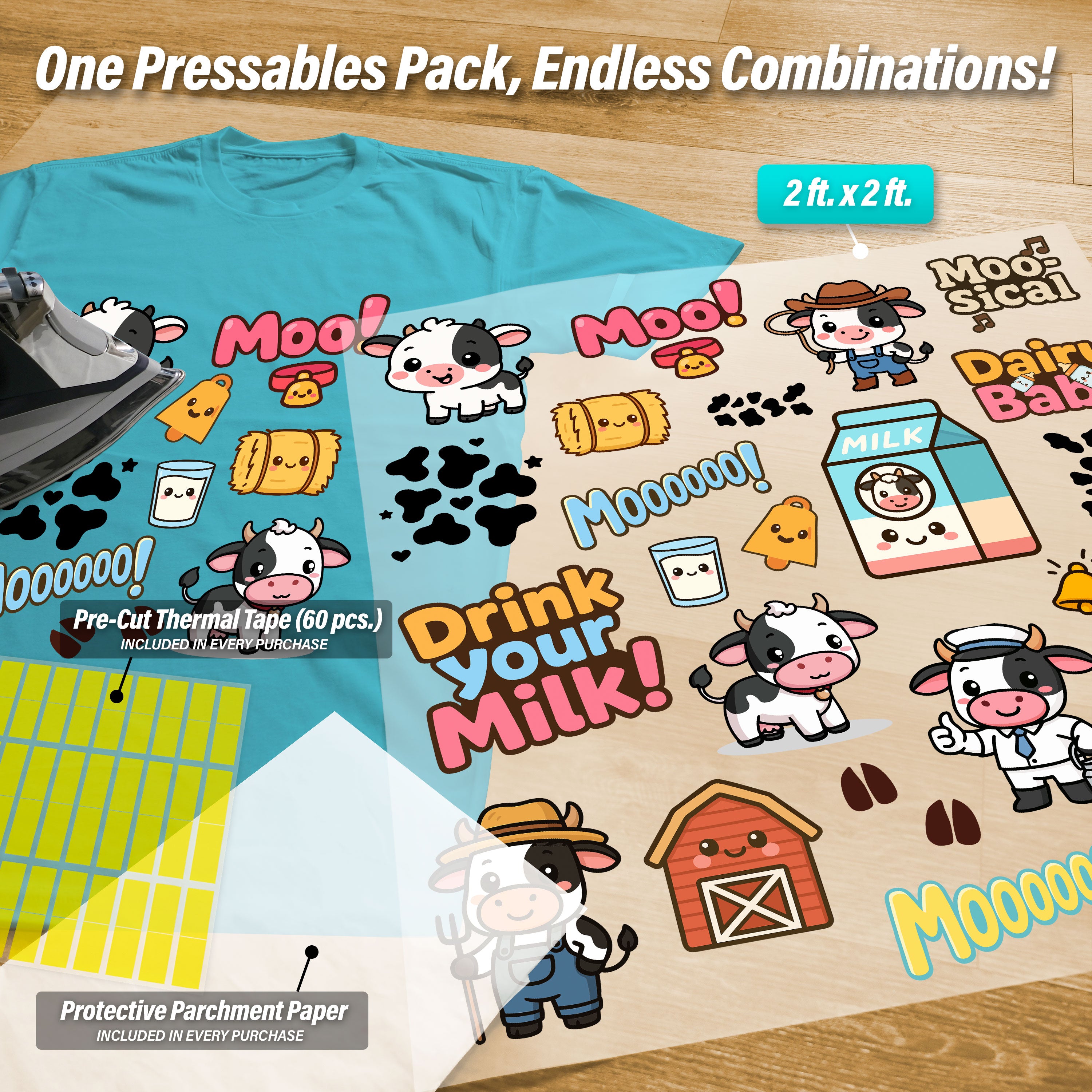 Cow Iron-On Transfer Pack