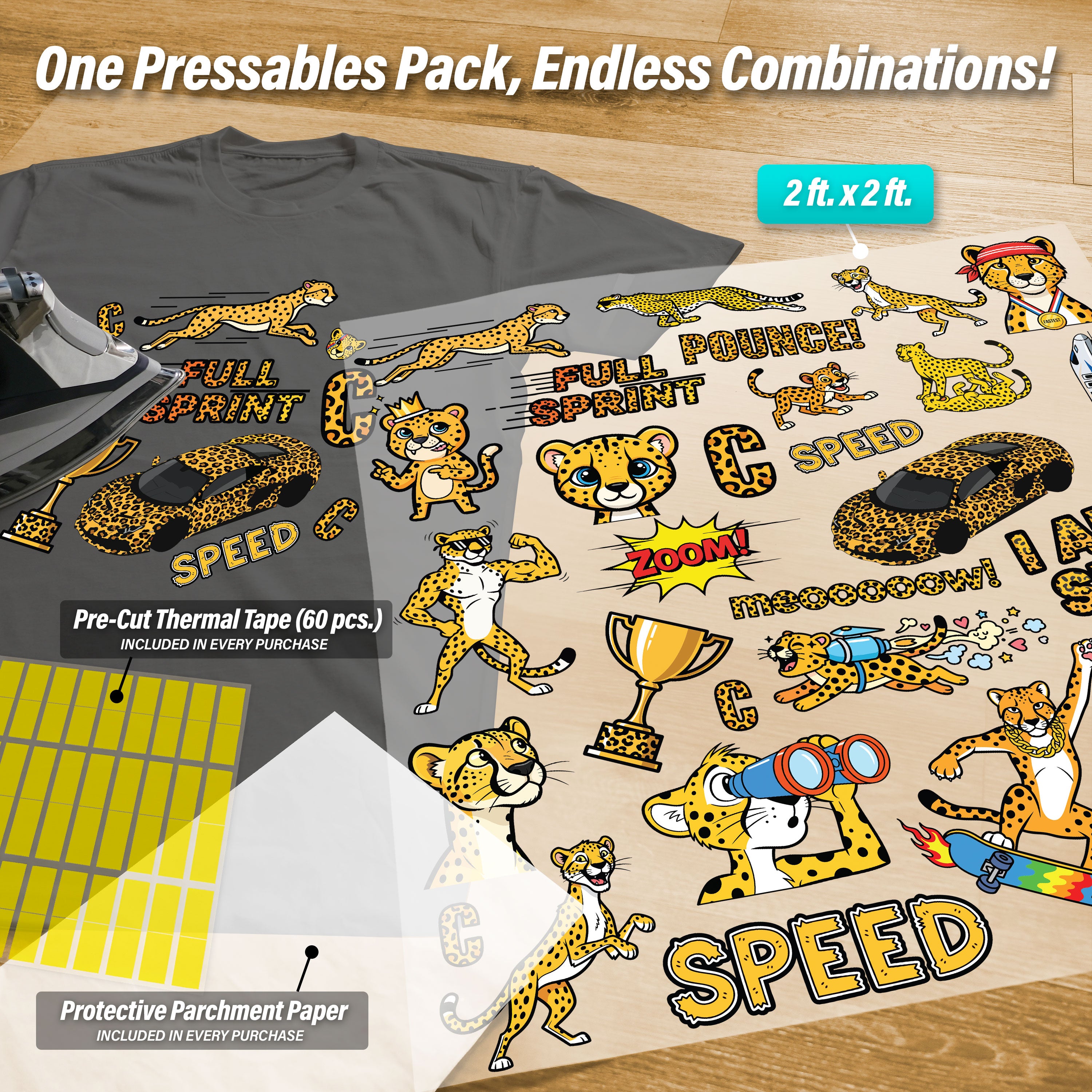Cheetahs Iron-On Transfer Pack