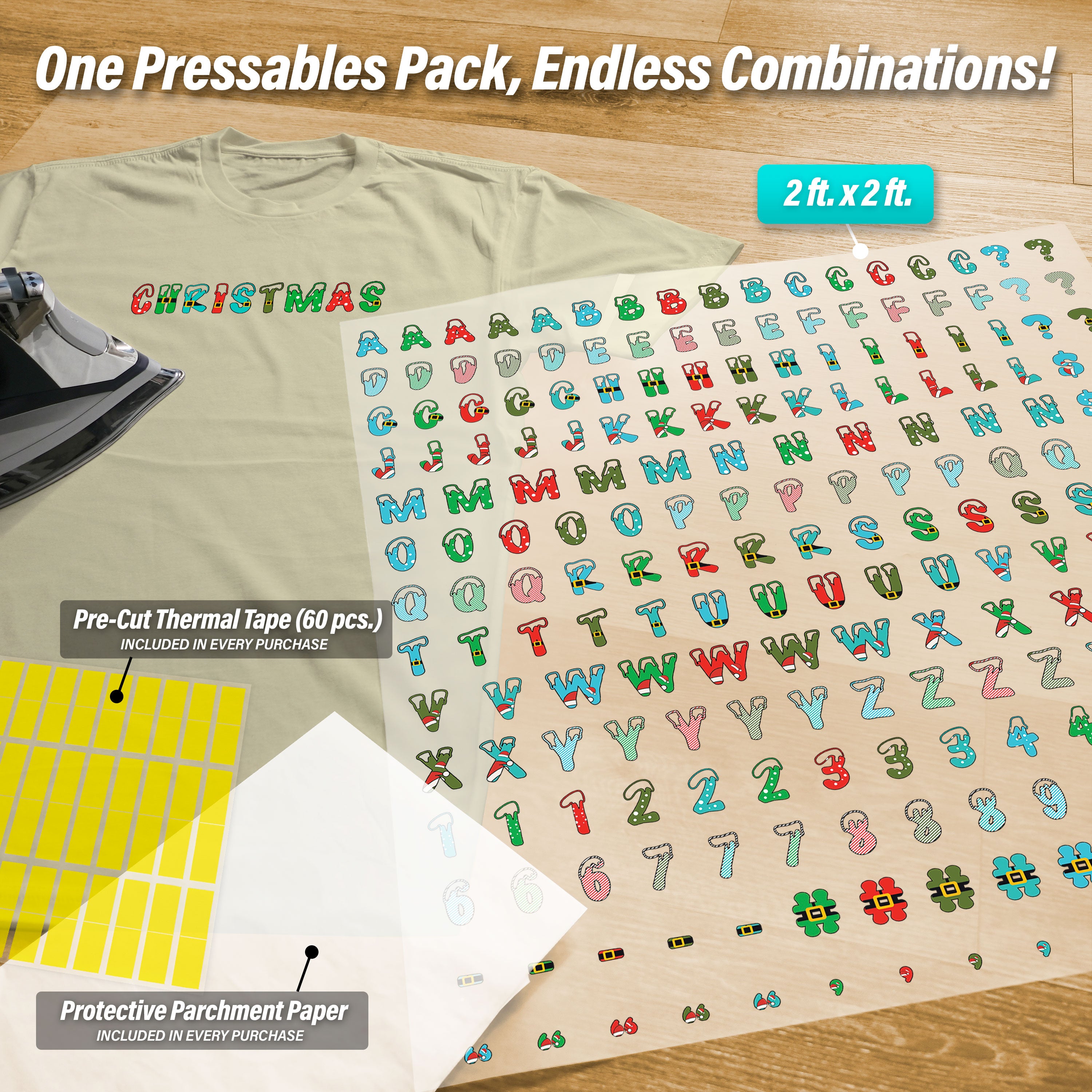 Christmas Lettering Iron-On Transfer Pack