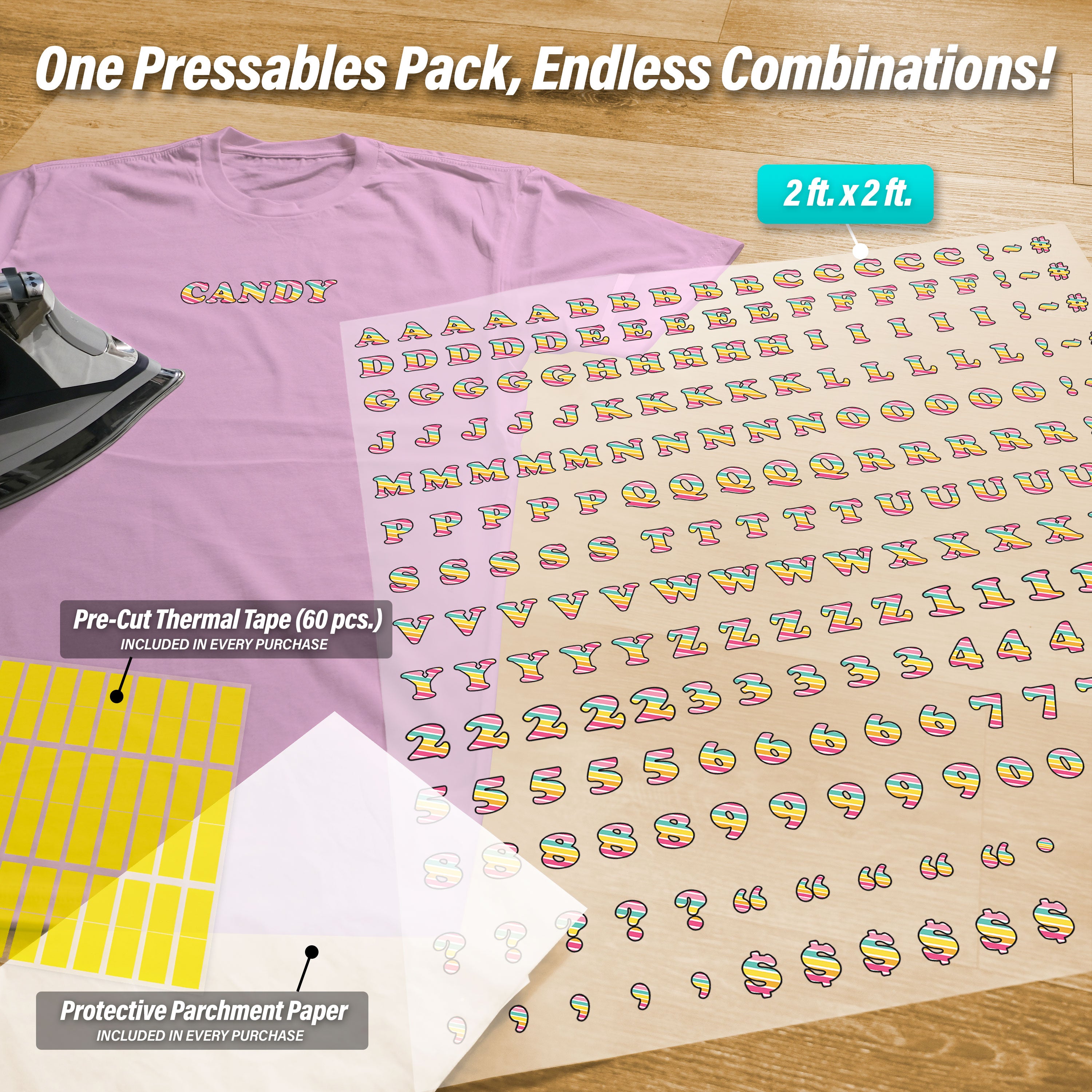 Candy Lettering Iron-On Transfer Pack