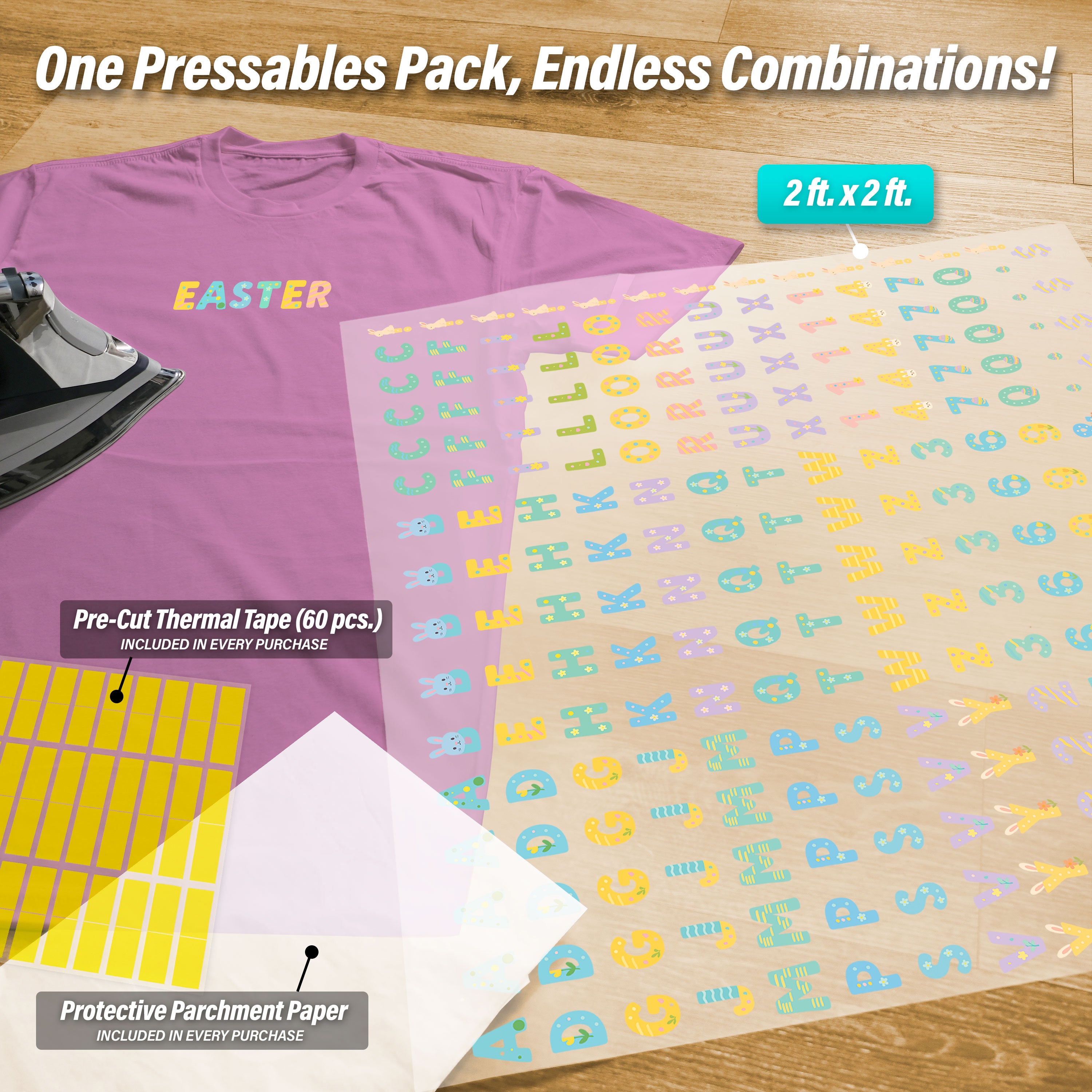 Easter Lettering Iron-On Transfer Pack