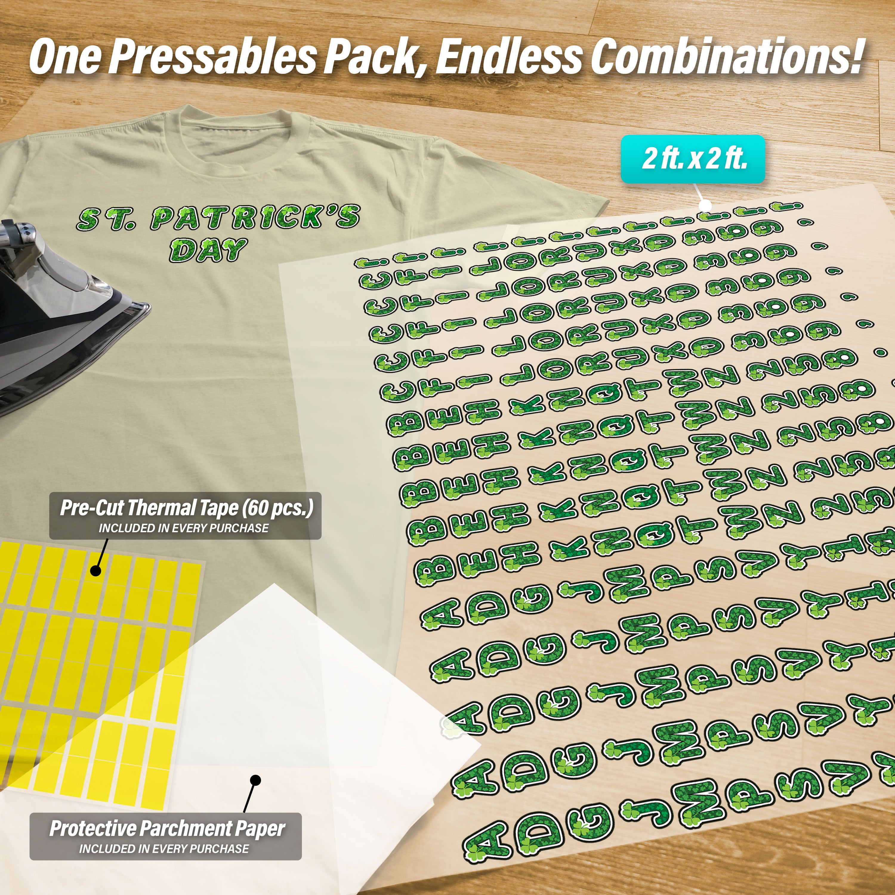 St. Patrick's Day Lettering Iron-On Transfer Pack