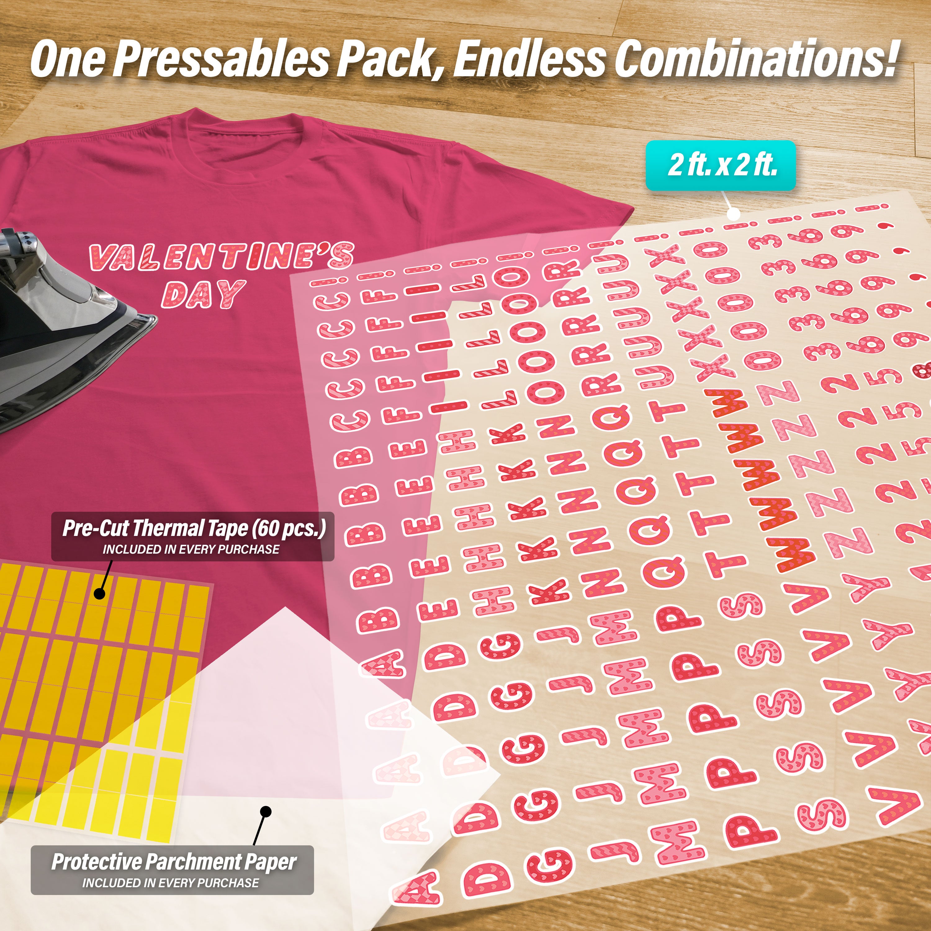 Valentines Lettering Iron-On Transfer Pack