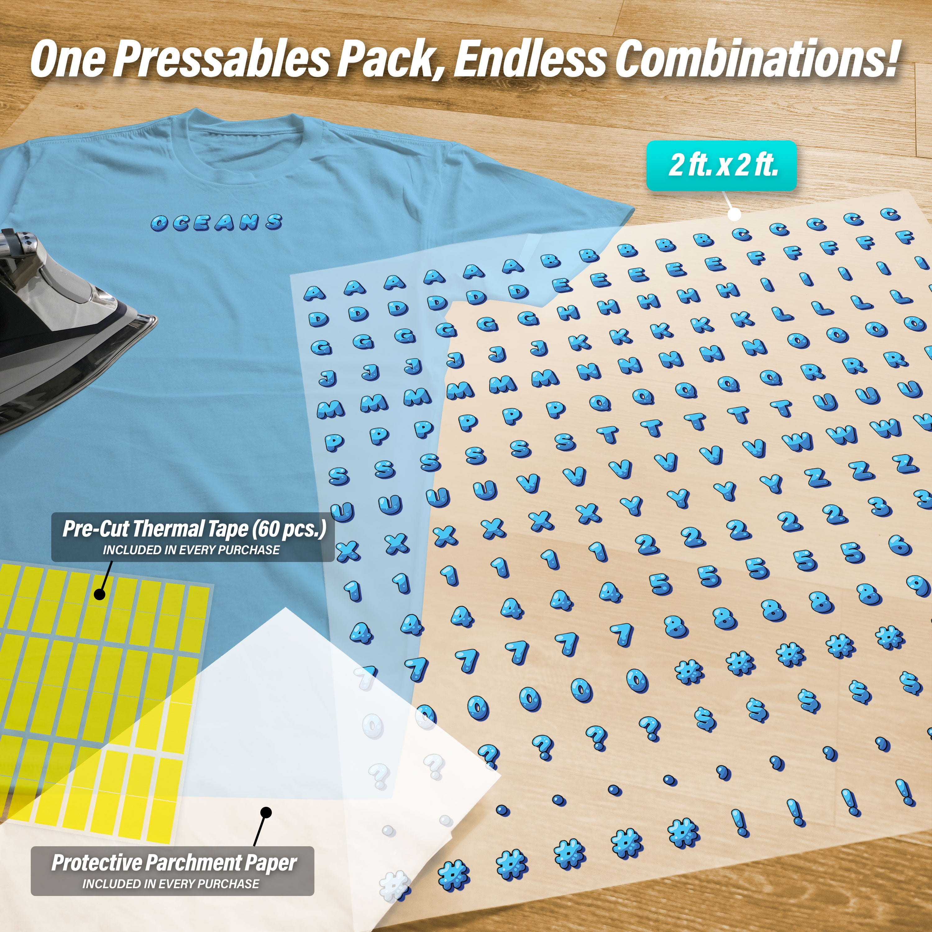 Ocean Lettering Iron-On Transfer Pack