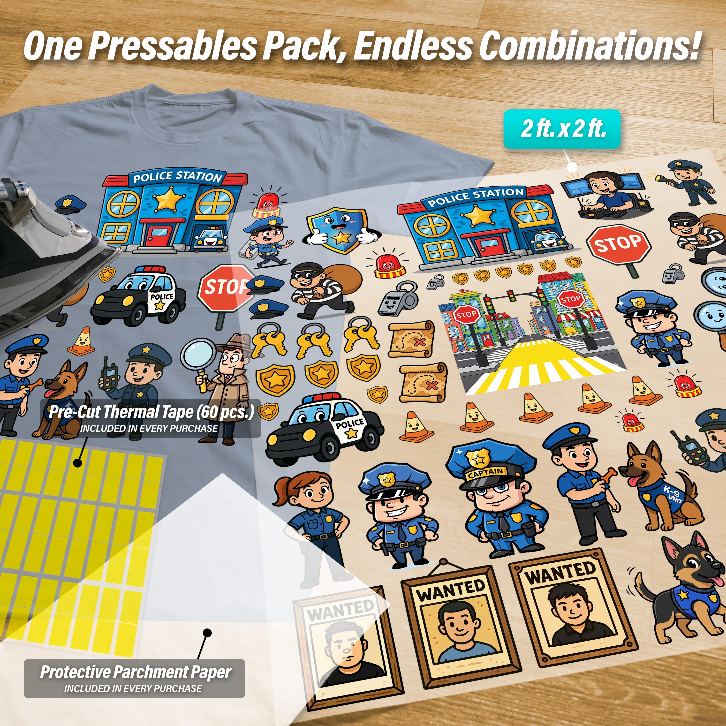 Build Your Own Police Station Iron-On Transfer Pack