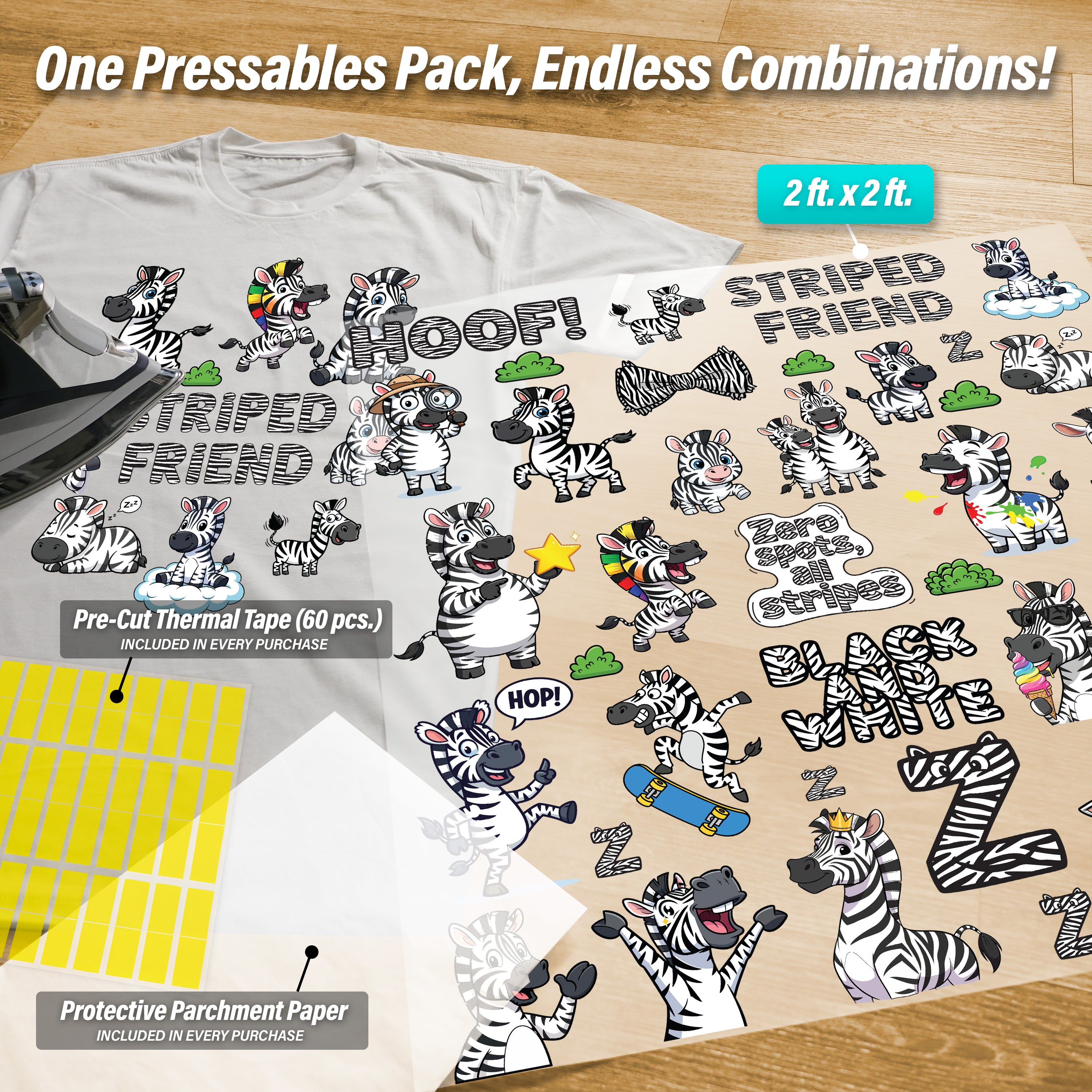 Zebra Iron-On Transfer Pack