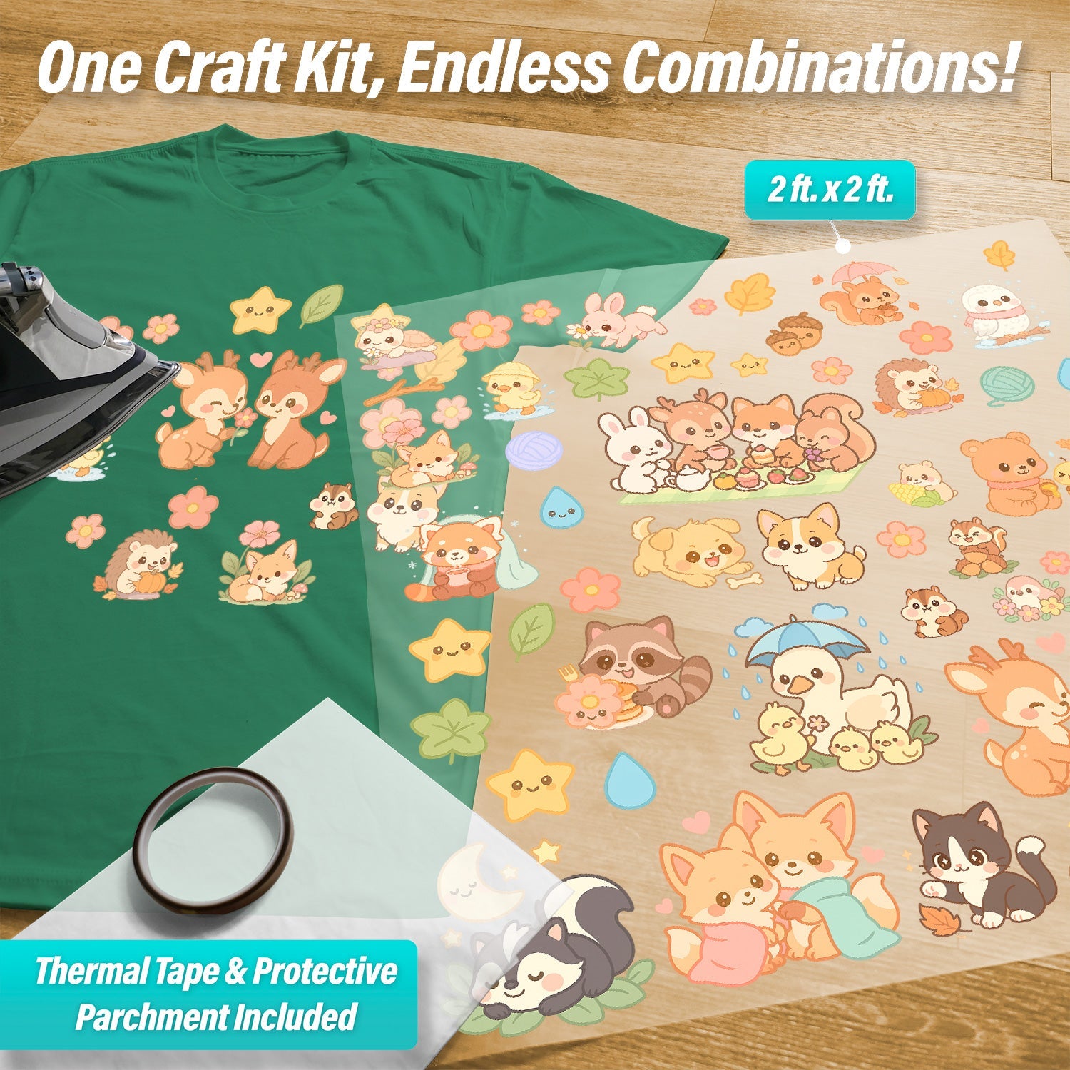 Kawaii Animals Iron-On Transfer Pack