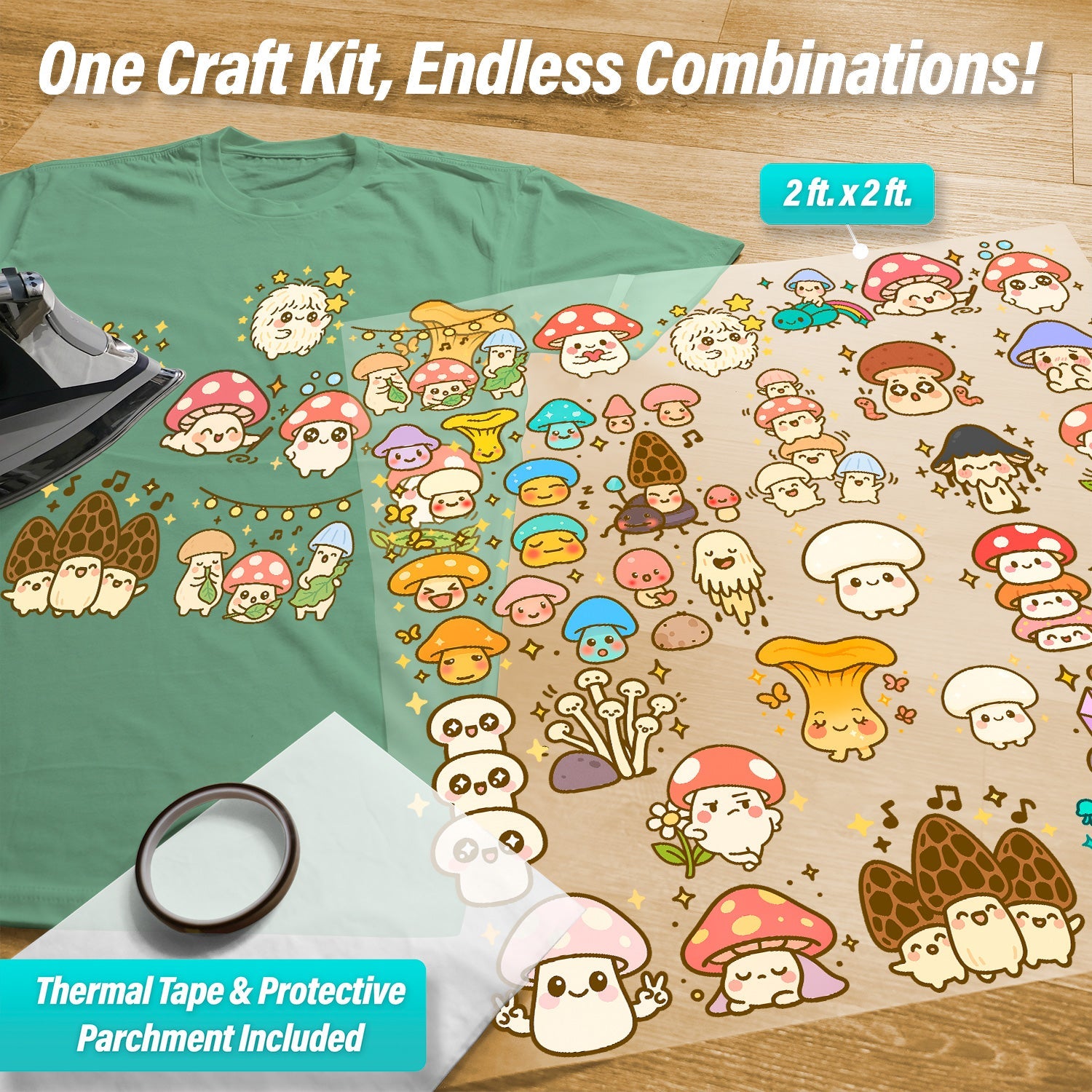 Mushrooms with Faces Iron-On Transfer Pack