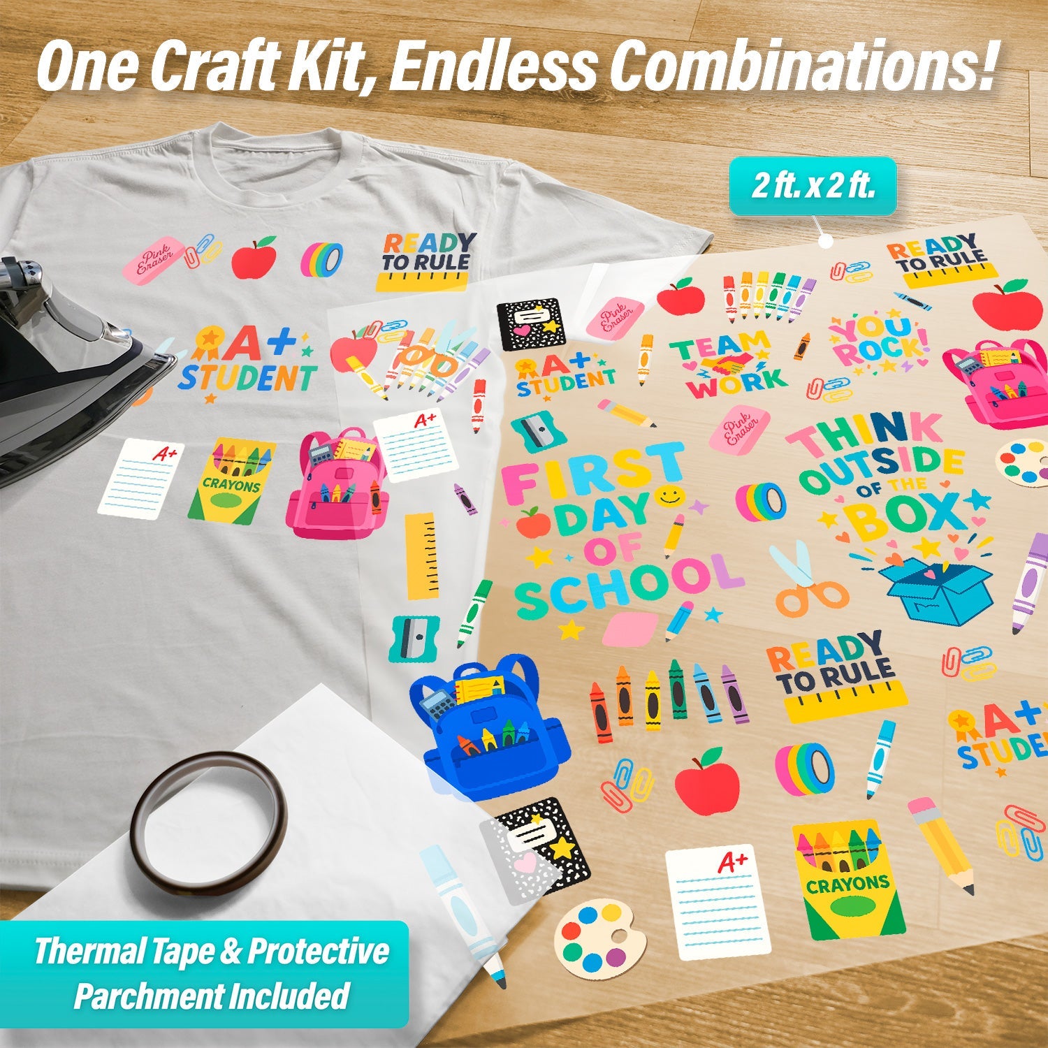 School Supplies Iron-On Transfer Pack