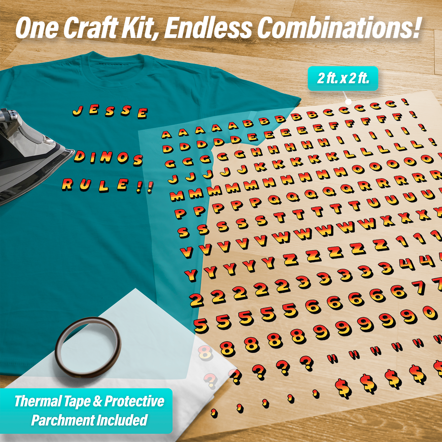 Dinosaurs Letters & Symbols Iron-On Transfer Pack