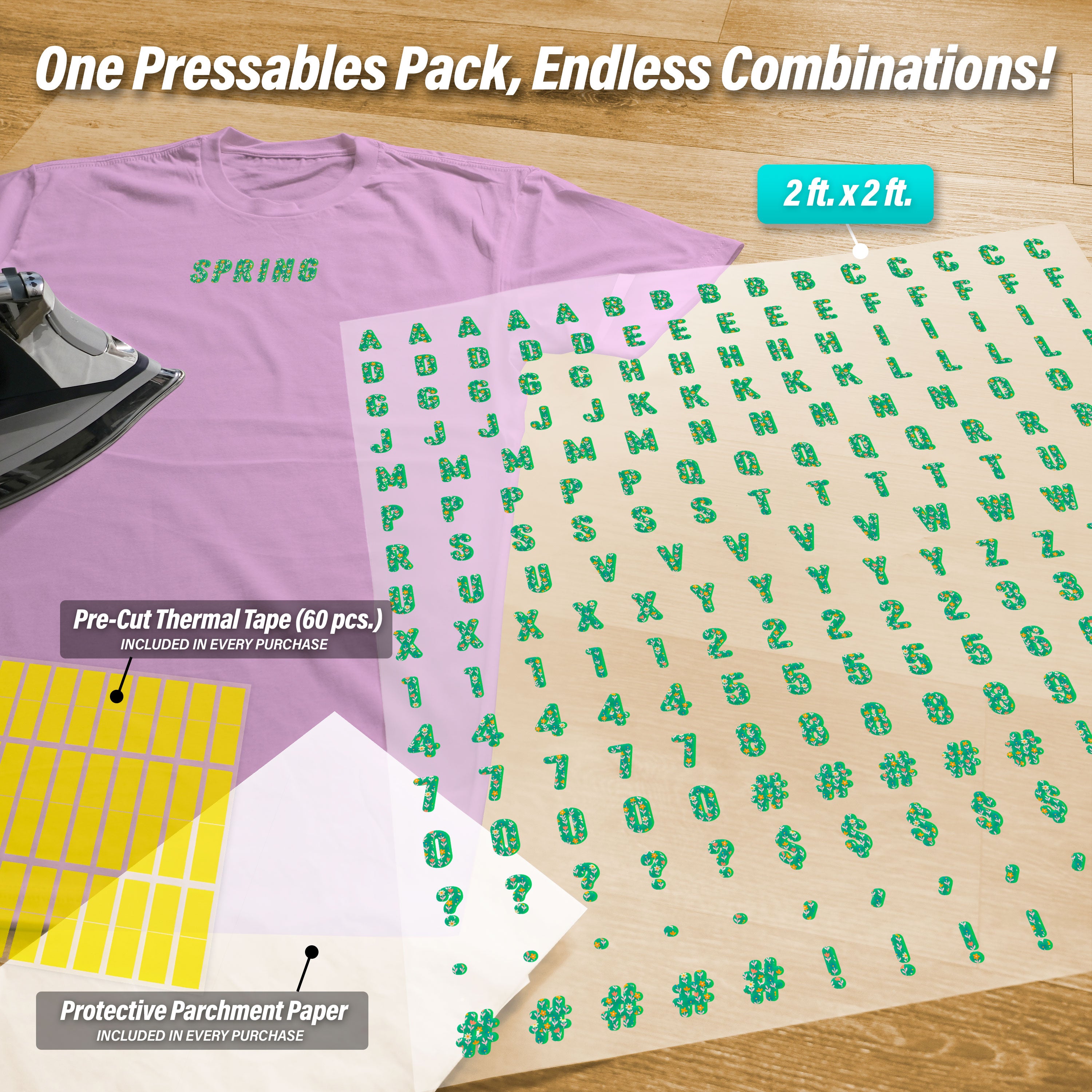 Spring 2 Lettering Iron-On Transfer Pack