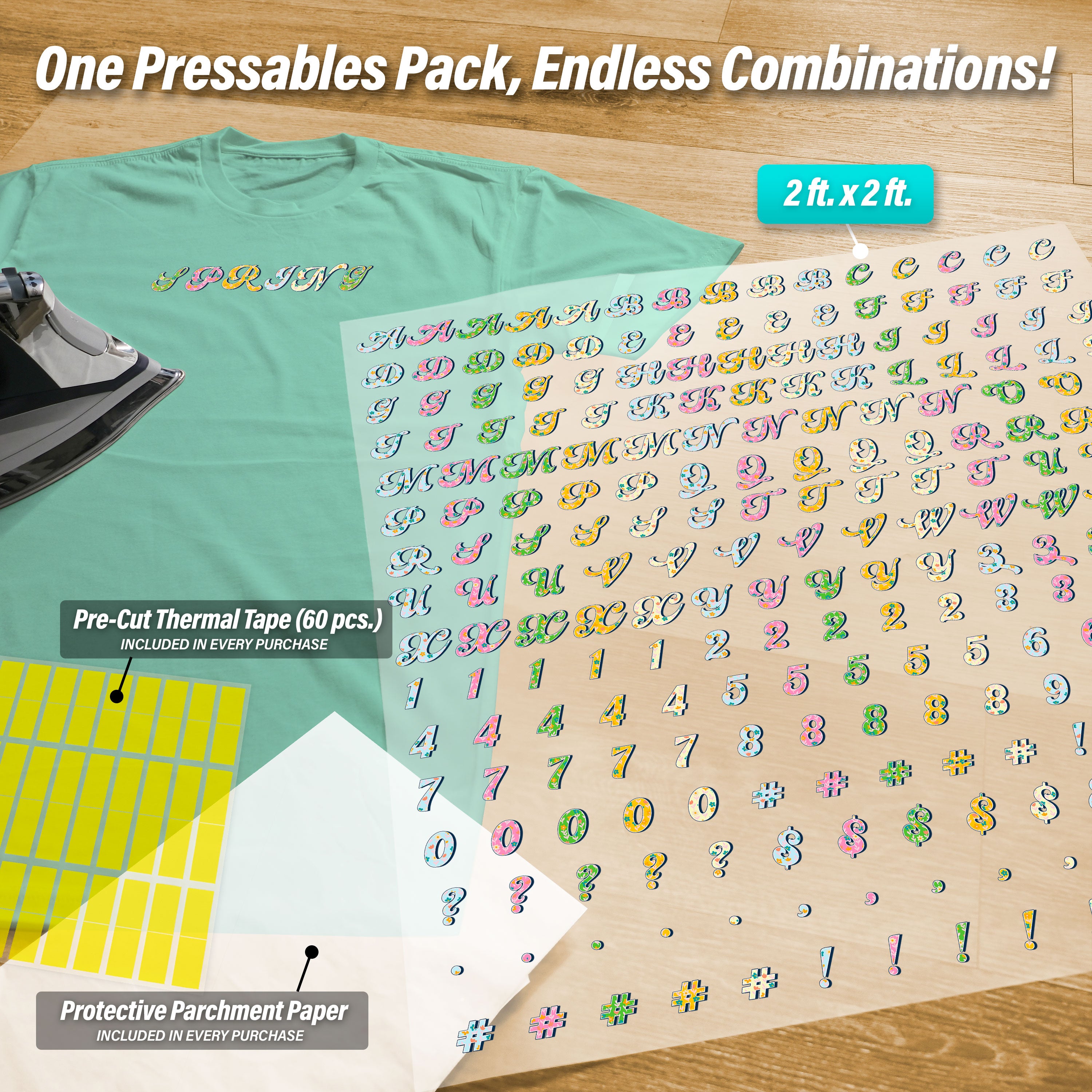 Spring Lettering Iron-On Transfer Pack