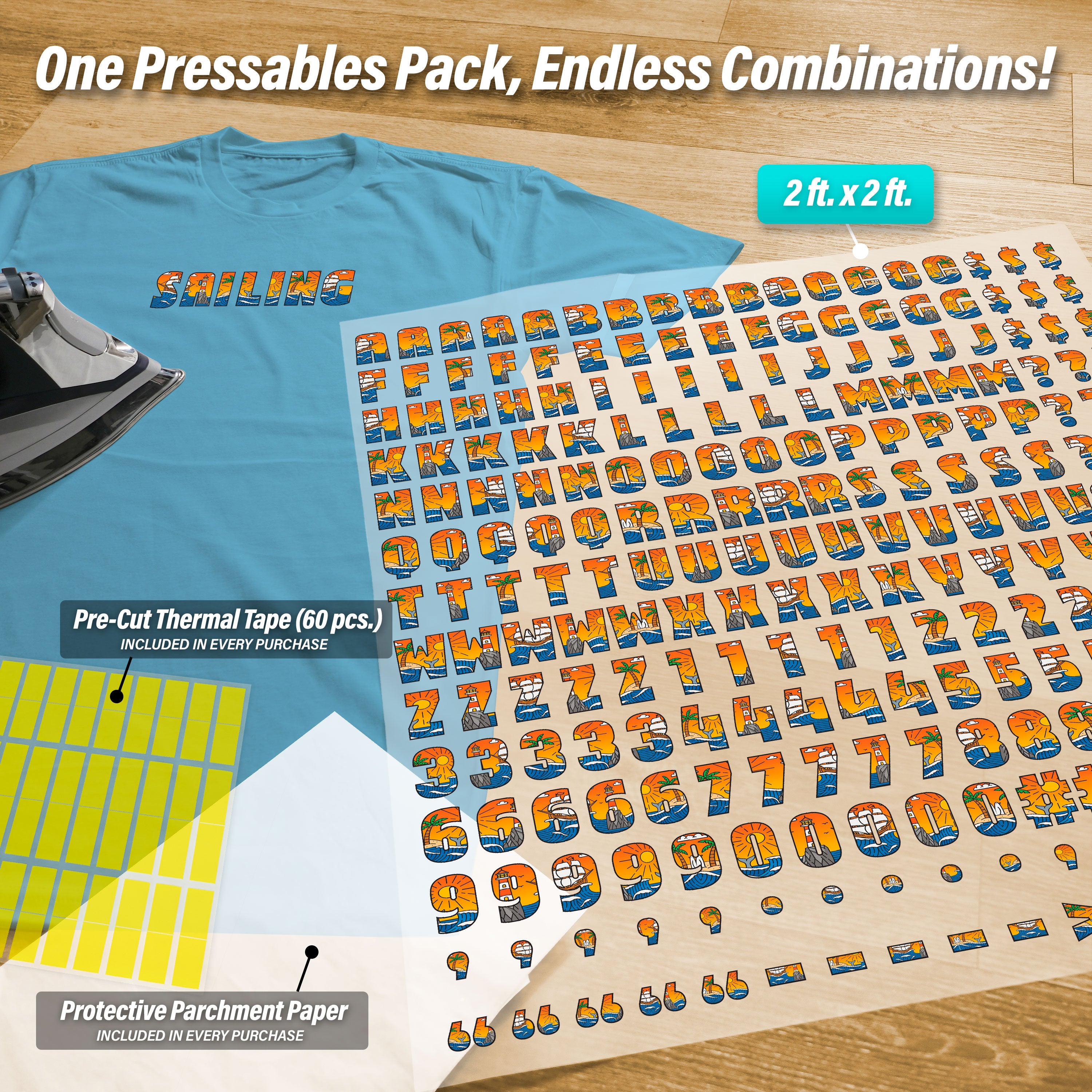 Sailing Lettering Iron-On Transfer Pack
