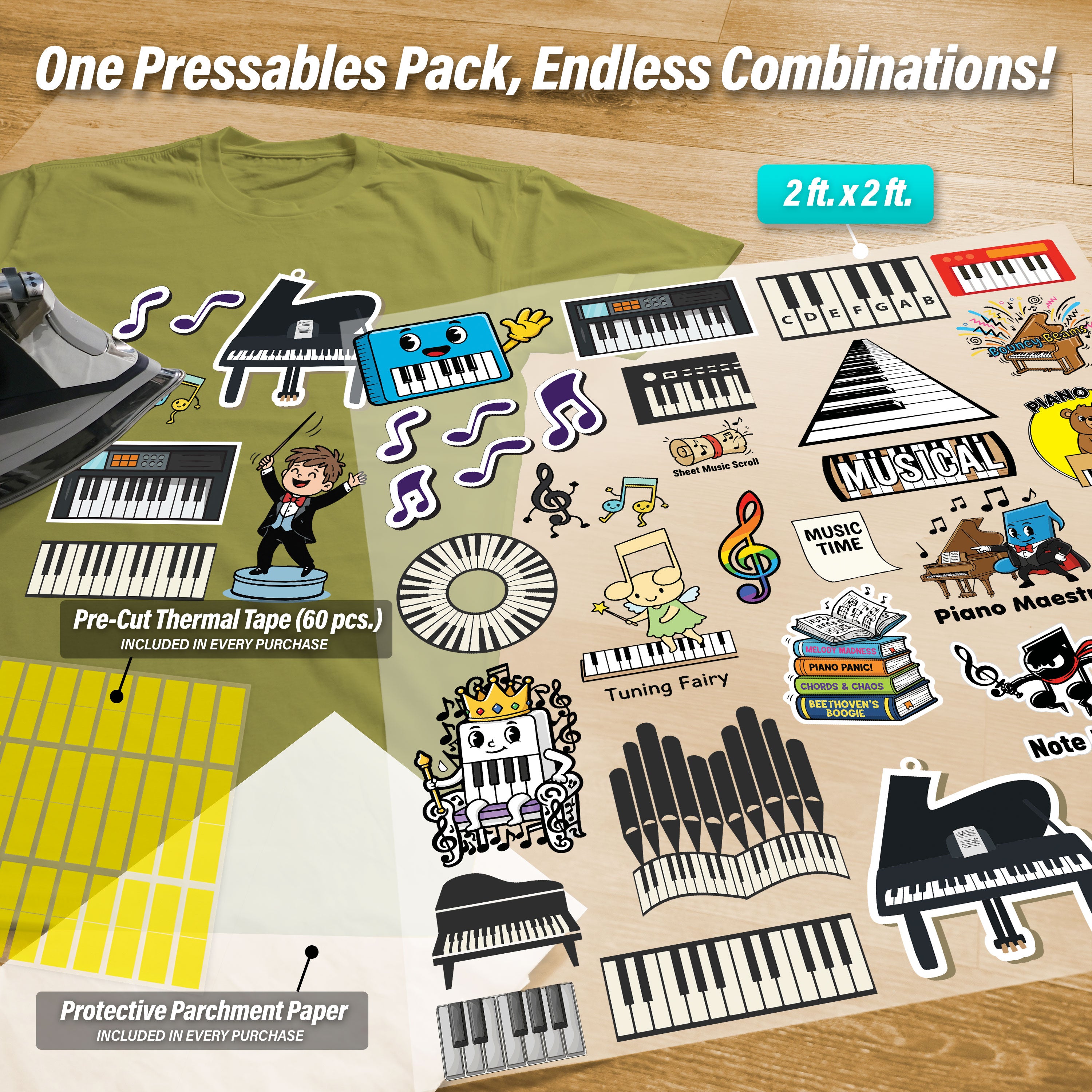 Piano Iron-On Transfer Pack