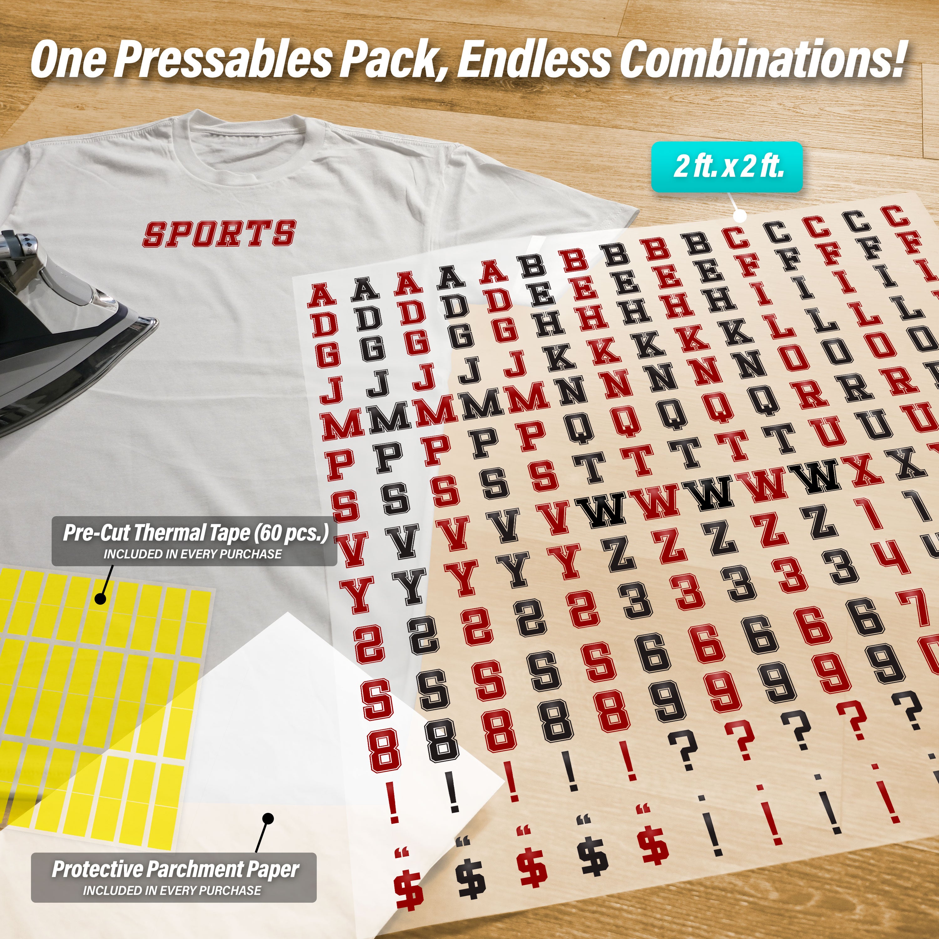 Sports Lettering Iron-On Transfer Pack