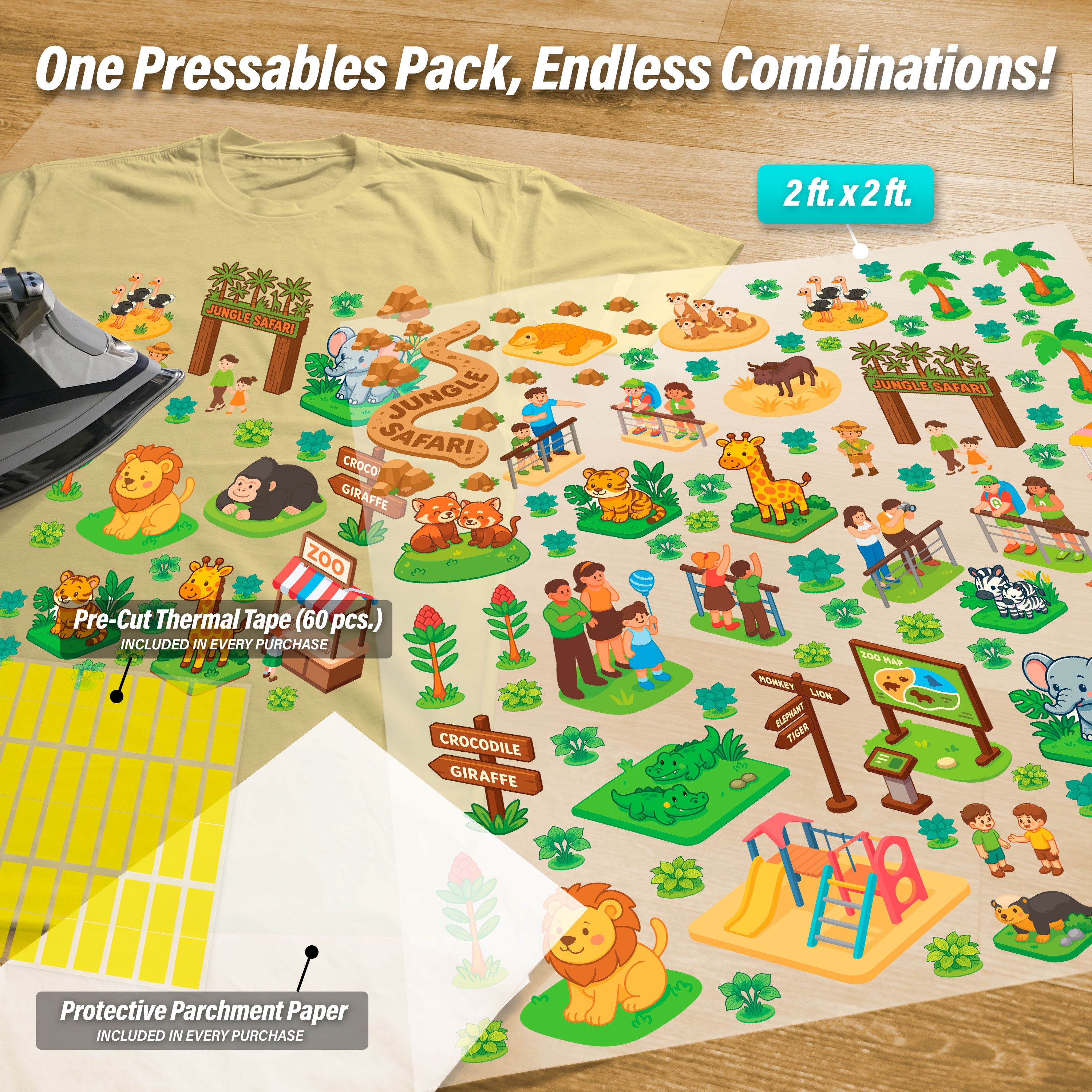 Build Your Own Jungle Safari Iron-On Transfer Pack