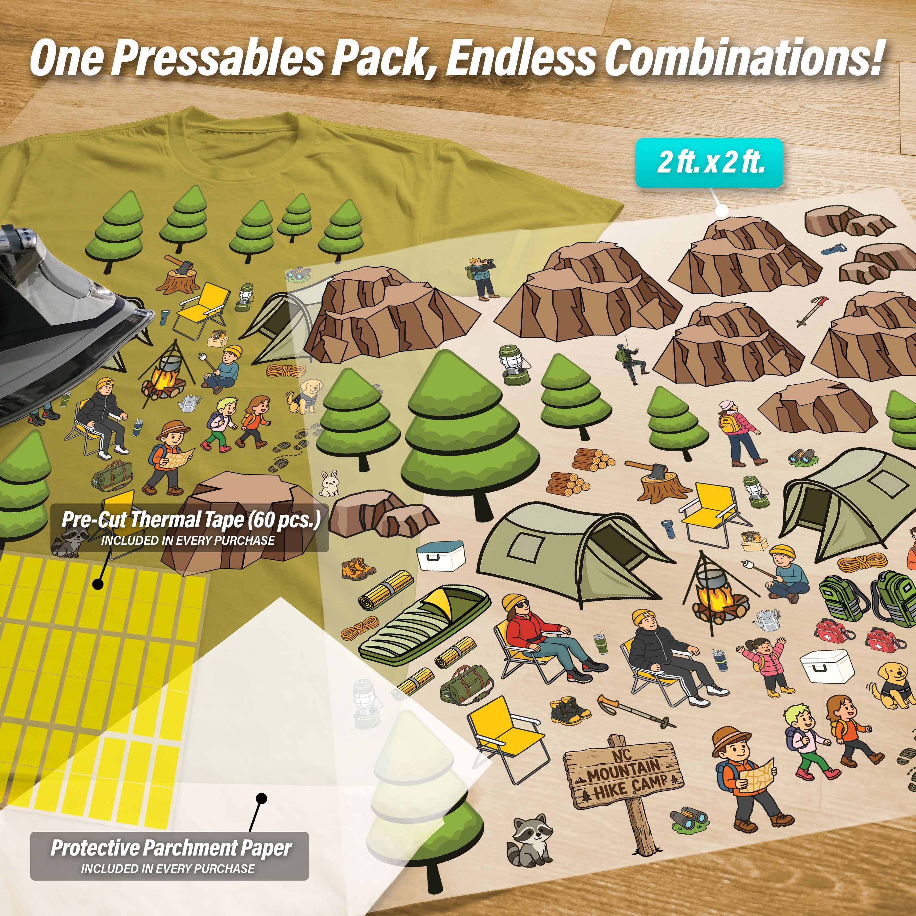 Build Your Own Mountain Hike Iron-On Transfer Pack