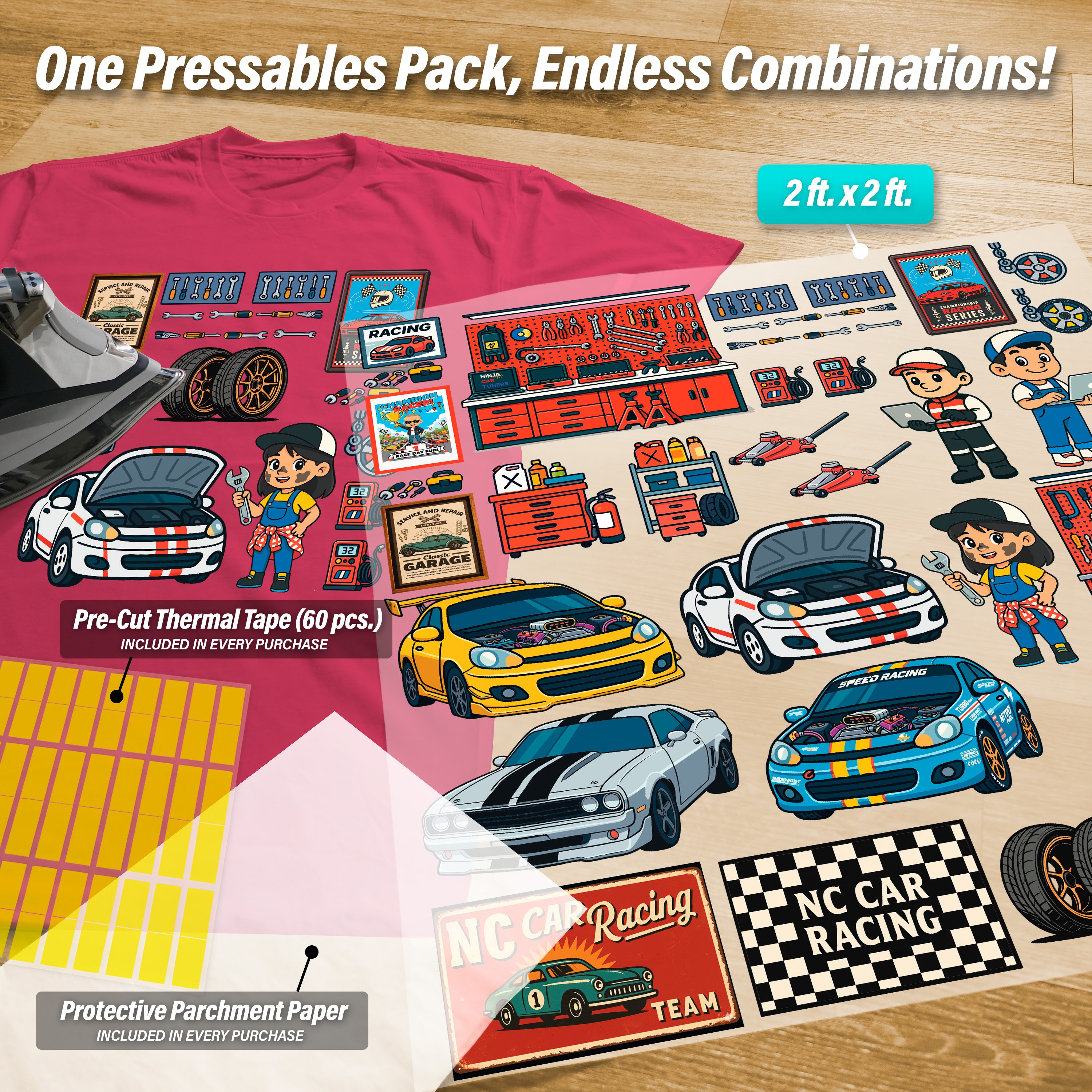 Build Your Own Car Garage Iron-On Transfer Pack