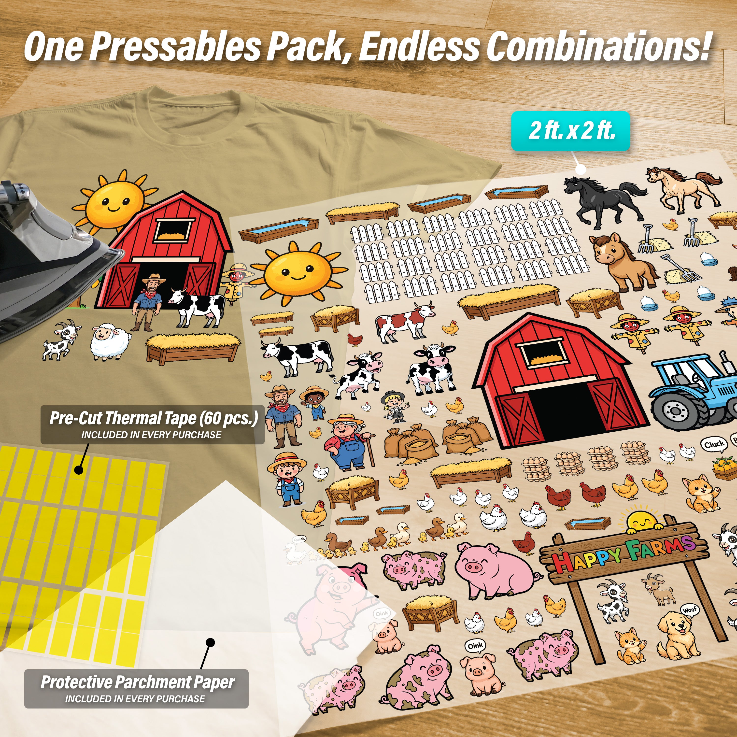 Build Your Own Farm Iron-On Transfer Pack