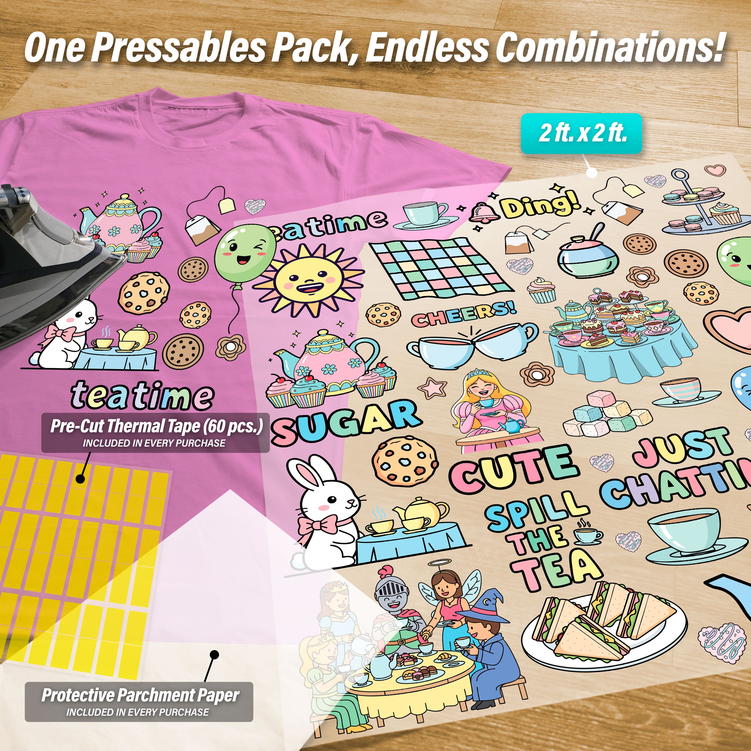 Tea Party Iron-On Transfer Pack