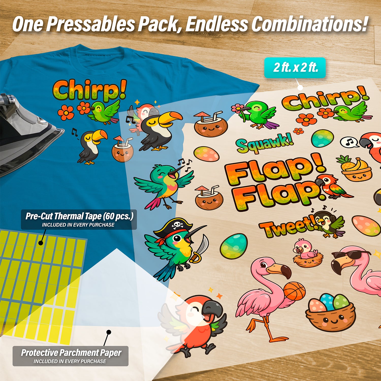 Tropical Birds Iron-On Transfer Pack