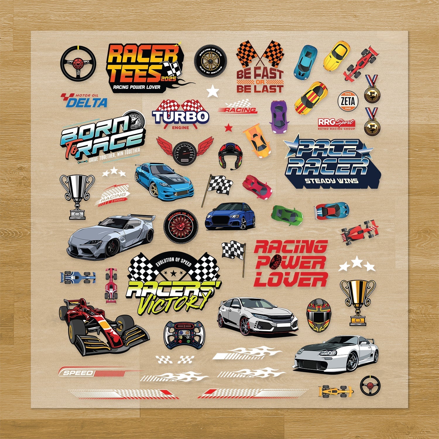 Race Cars Iron-On Transfer Pack