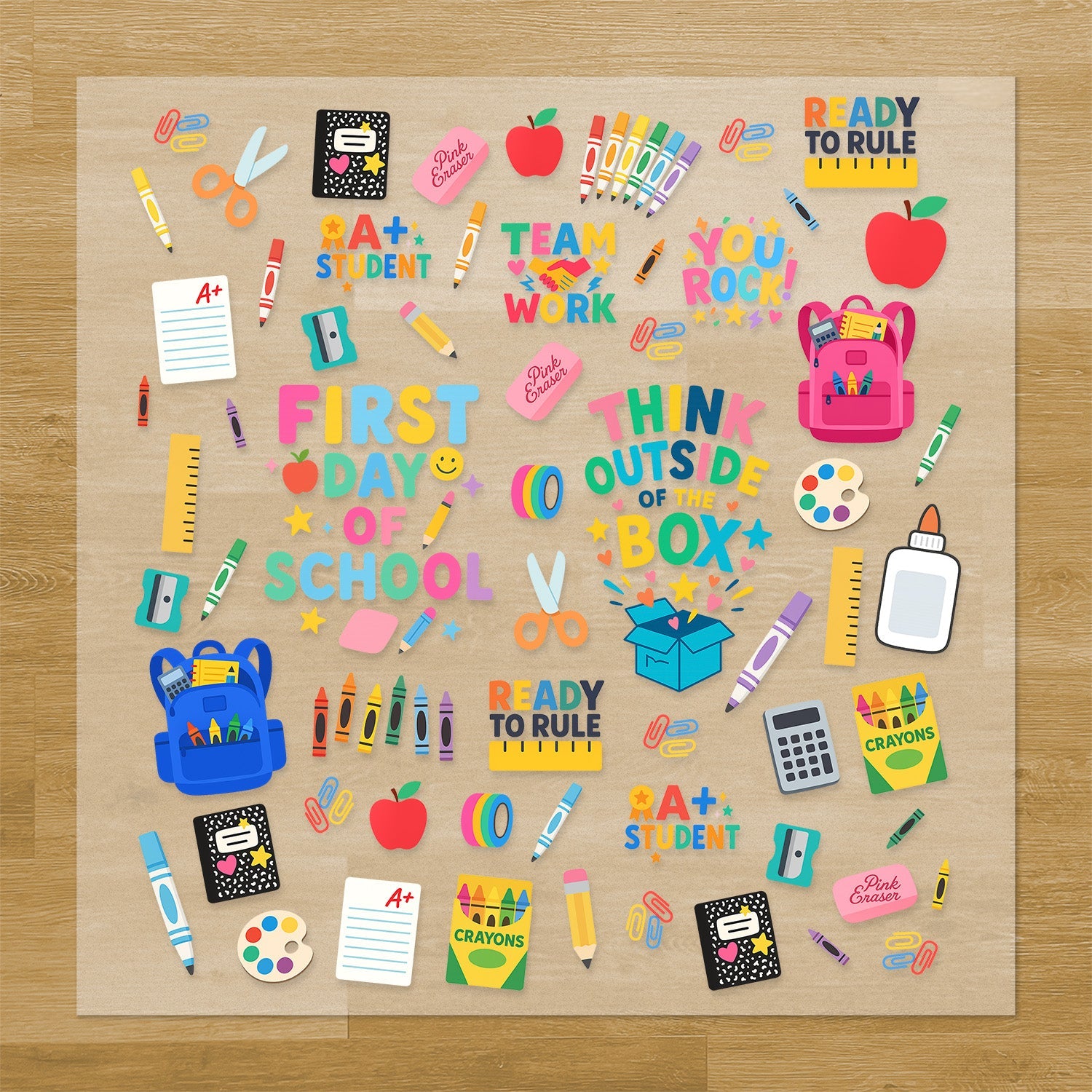 School Supplies Iron-On Transfer Pack