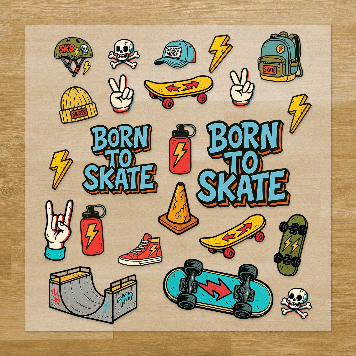 Skateboarding Iron-On Transfer Pack