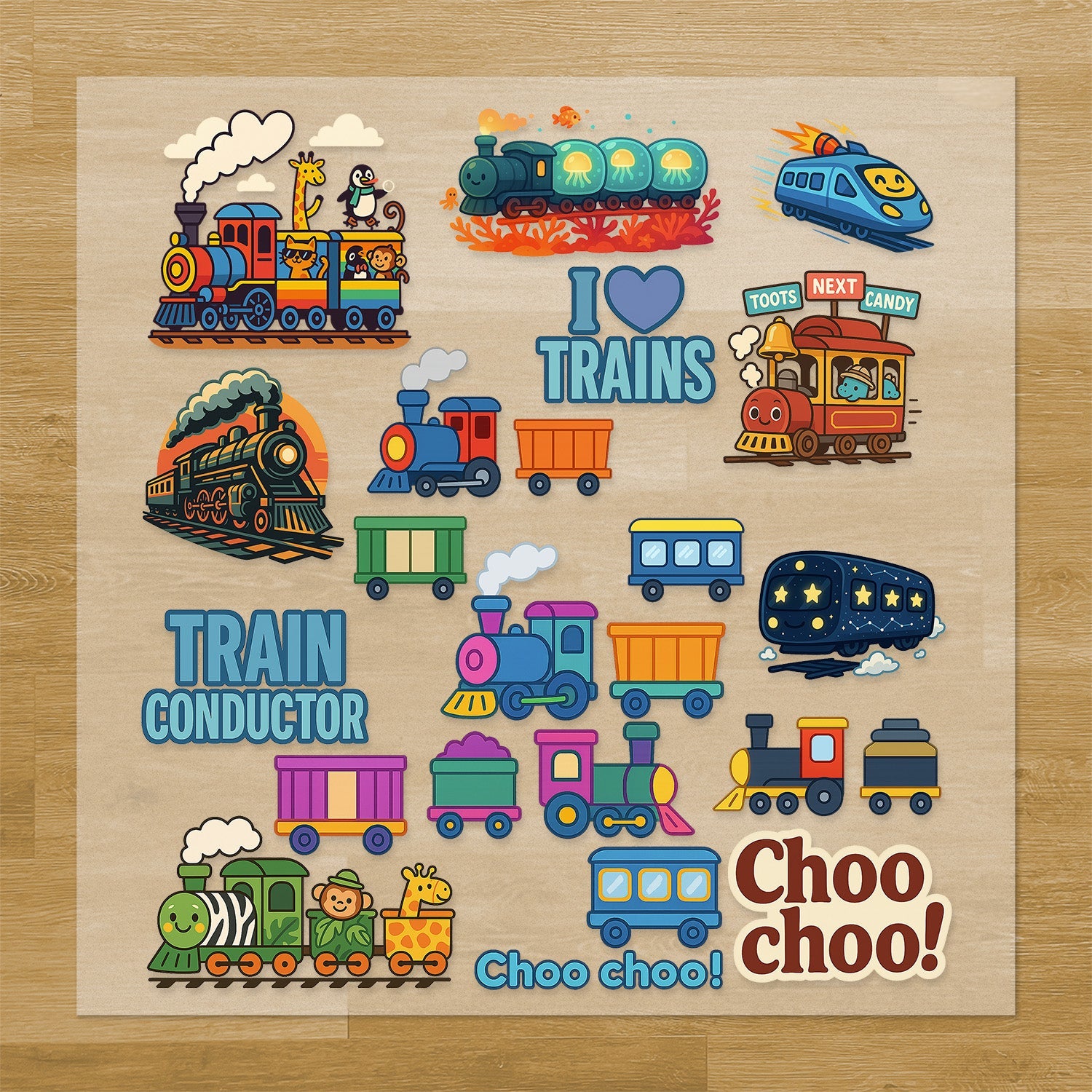 Trains Iron-On Transfer Pack