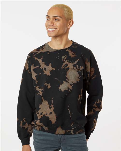 Dyenomite 681BW Essential Fleece Bleach Wash Crewneck Sweatshirt - Ninja Transfers