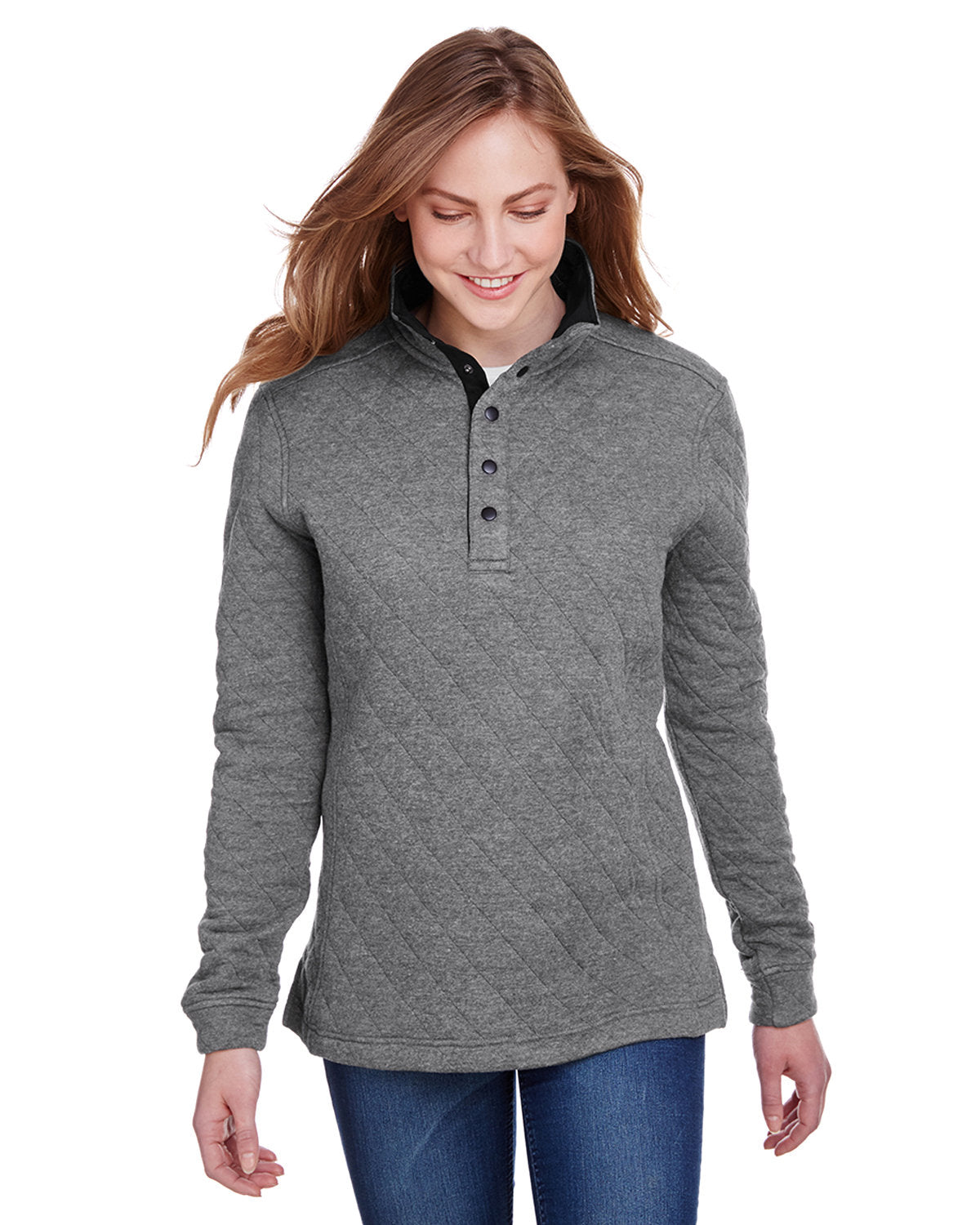 J America JA8891 Ladies' Quilted Snap Pullover