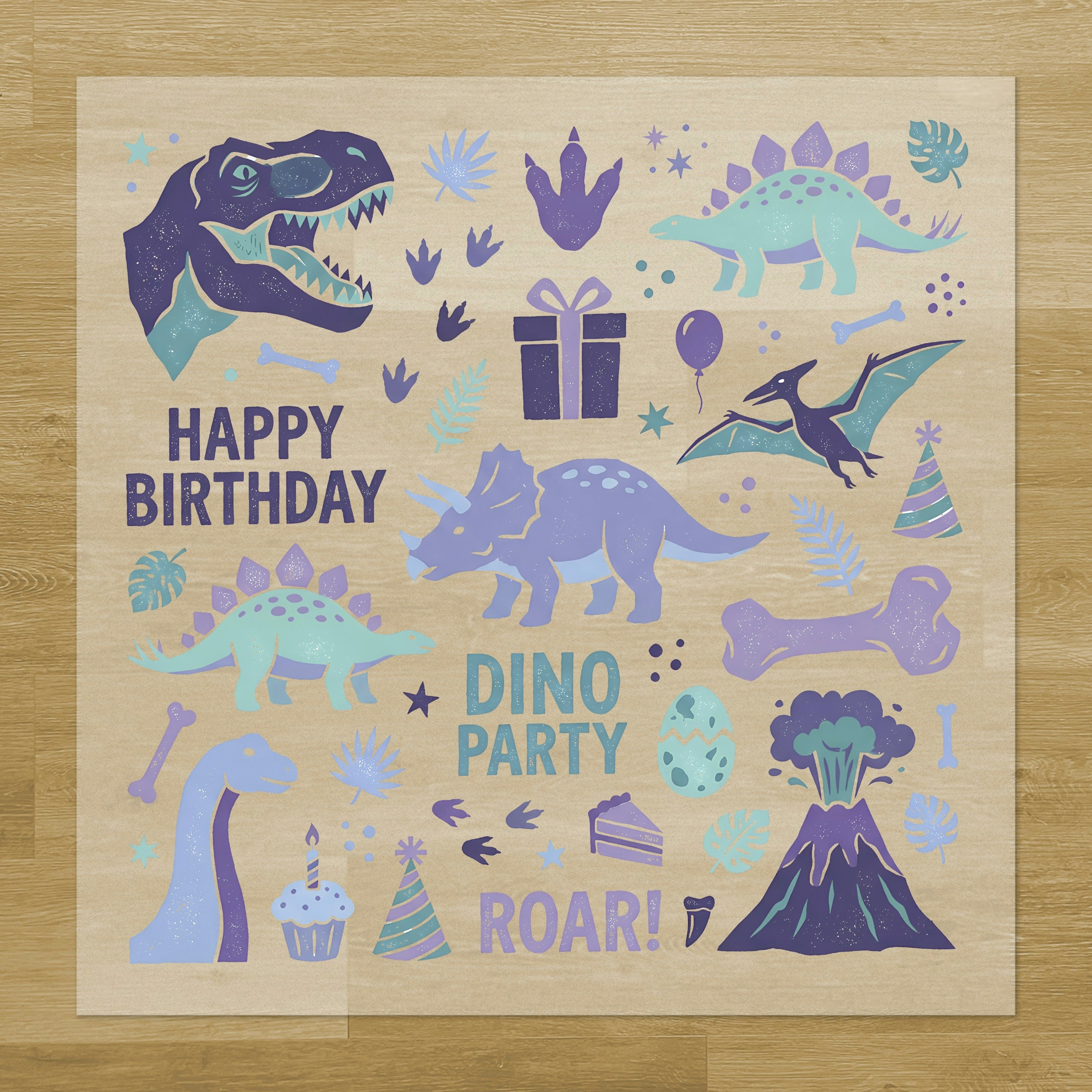 Dino Party Birthday Iron-On Transfer Pack