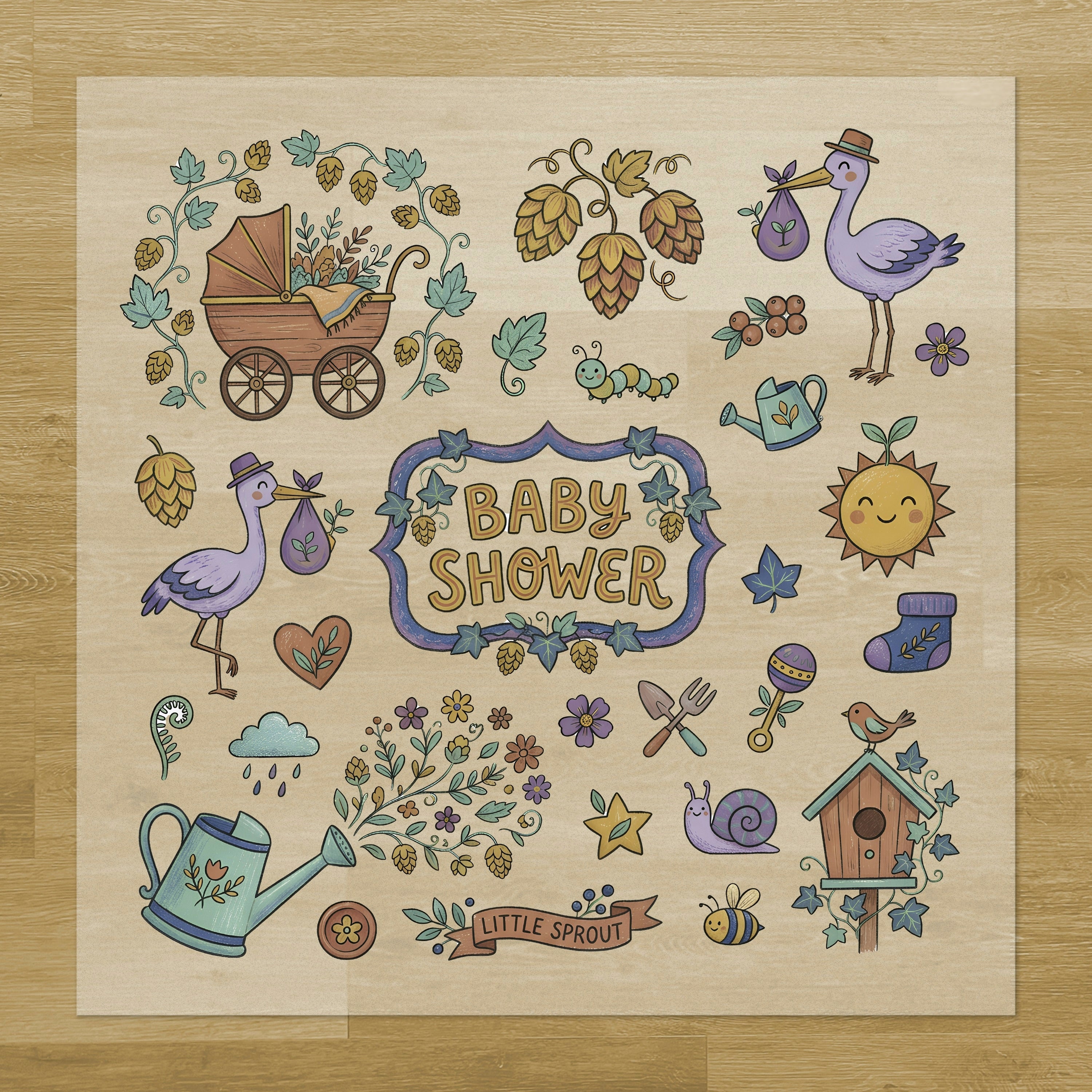 Gardening Baby Shower Iron-On Transfer Pack