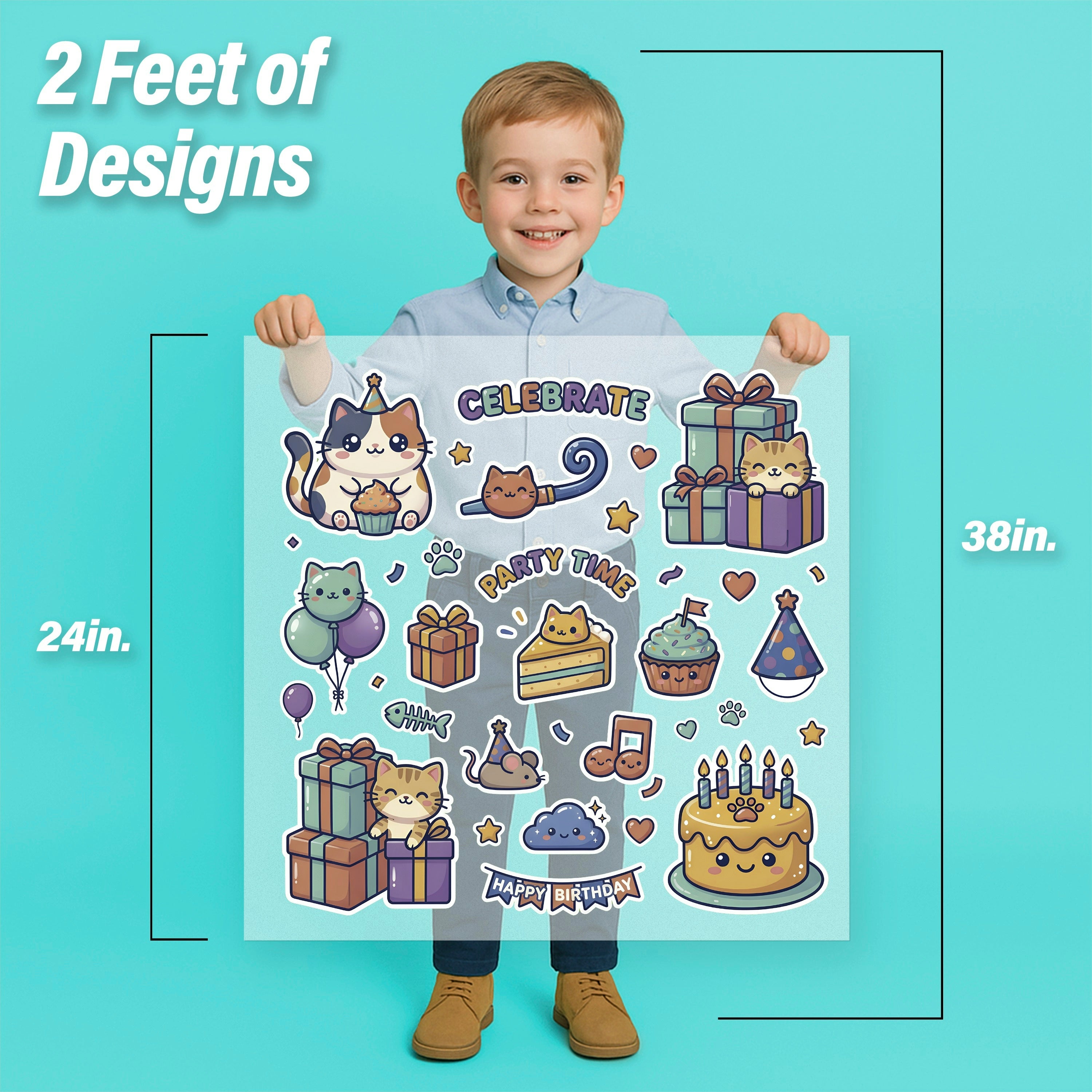 Purr-ty Cats Birthday Iron-On Transfer Pack