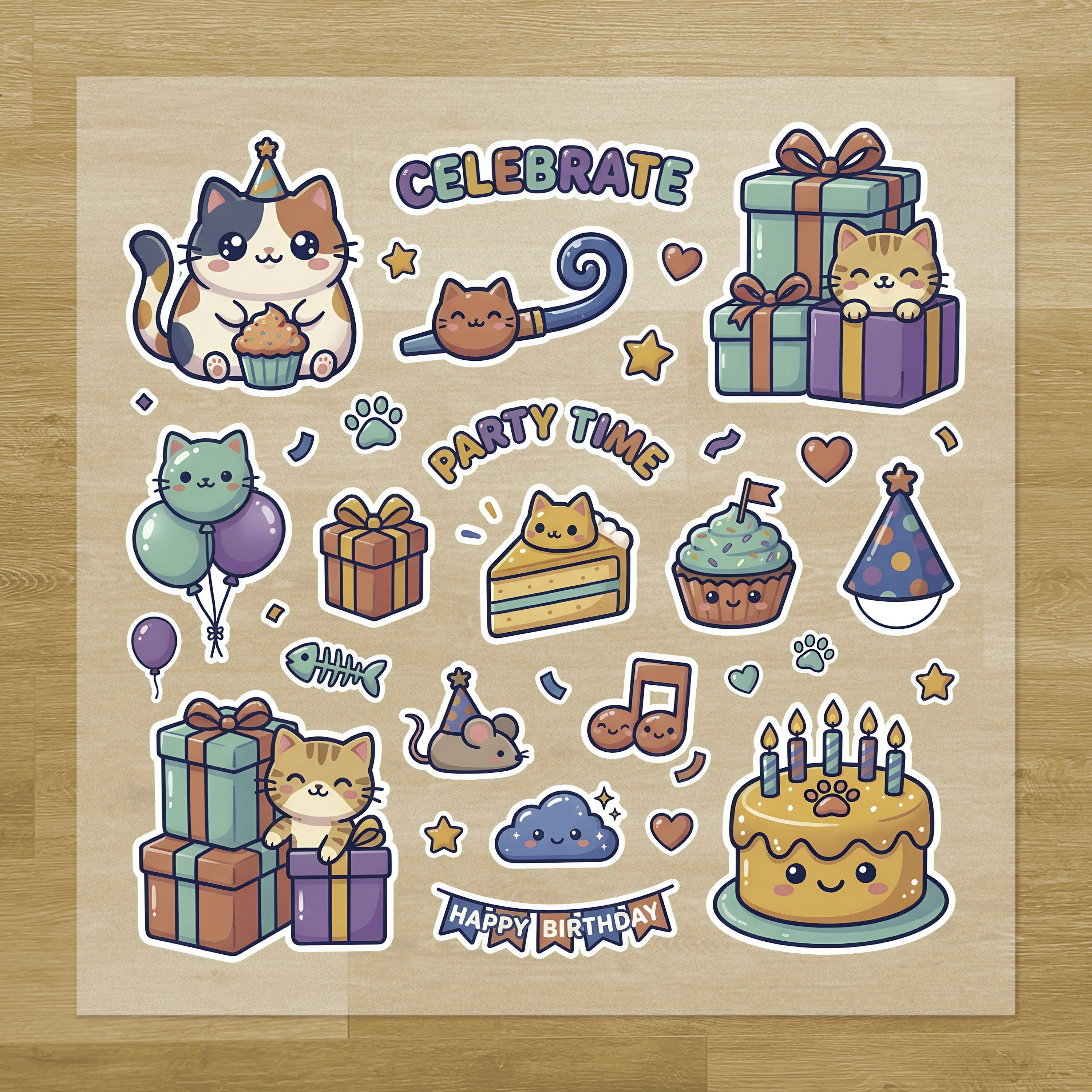 Purr-ty Cats Birthday Iron-On Transfer Pack