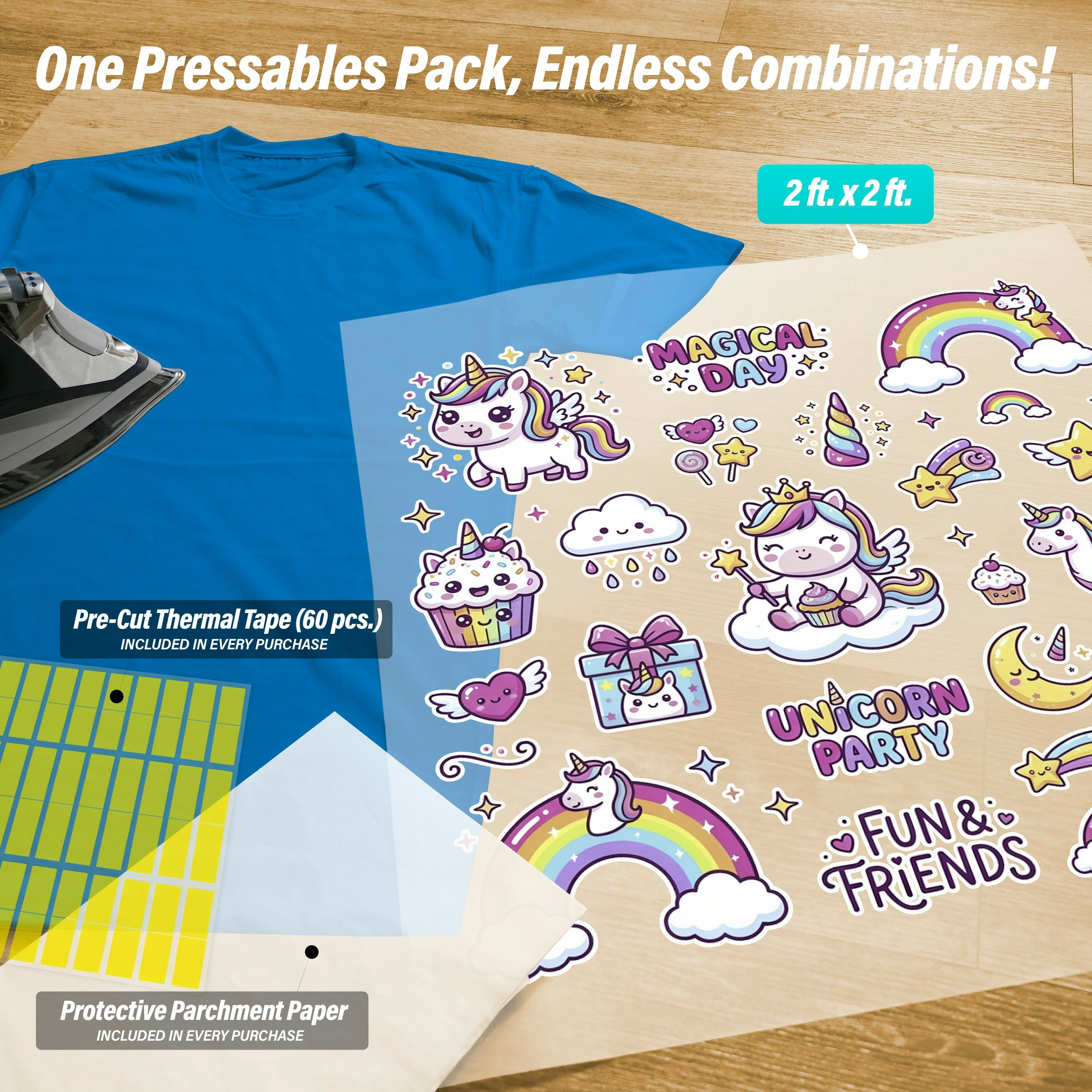 Unicorn Party Iron-On Transfer Pack