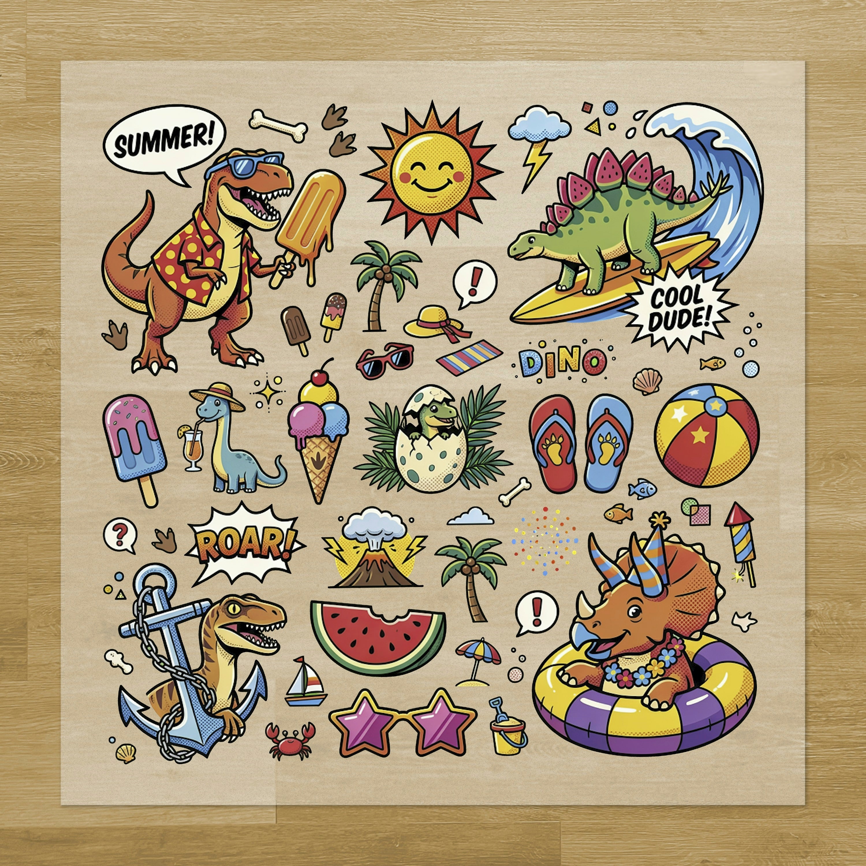 Dinosaur Summer Fun Iron-On Transfer Pack