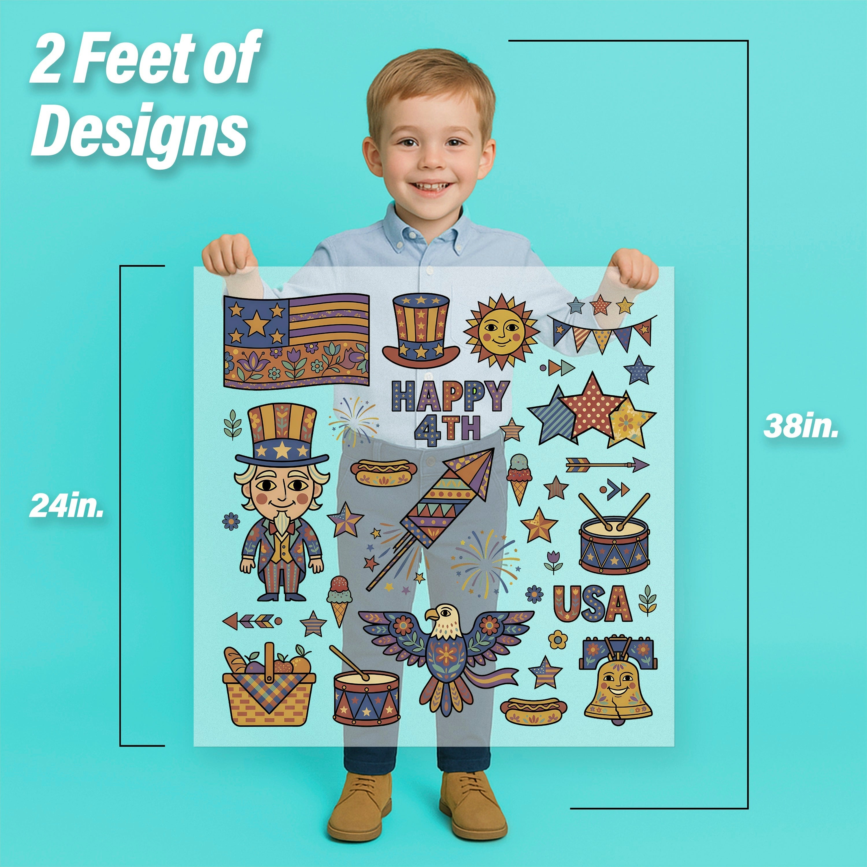 Retro Folk 4th of July Iron-On Transfer Pack