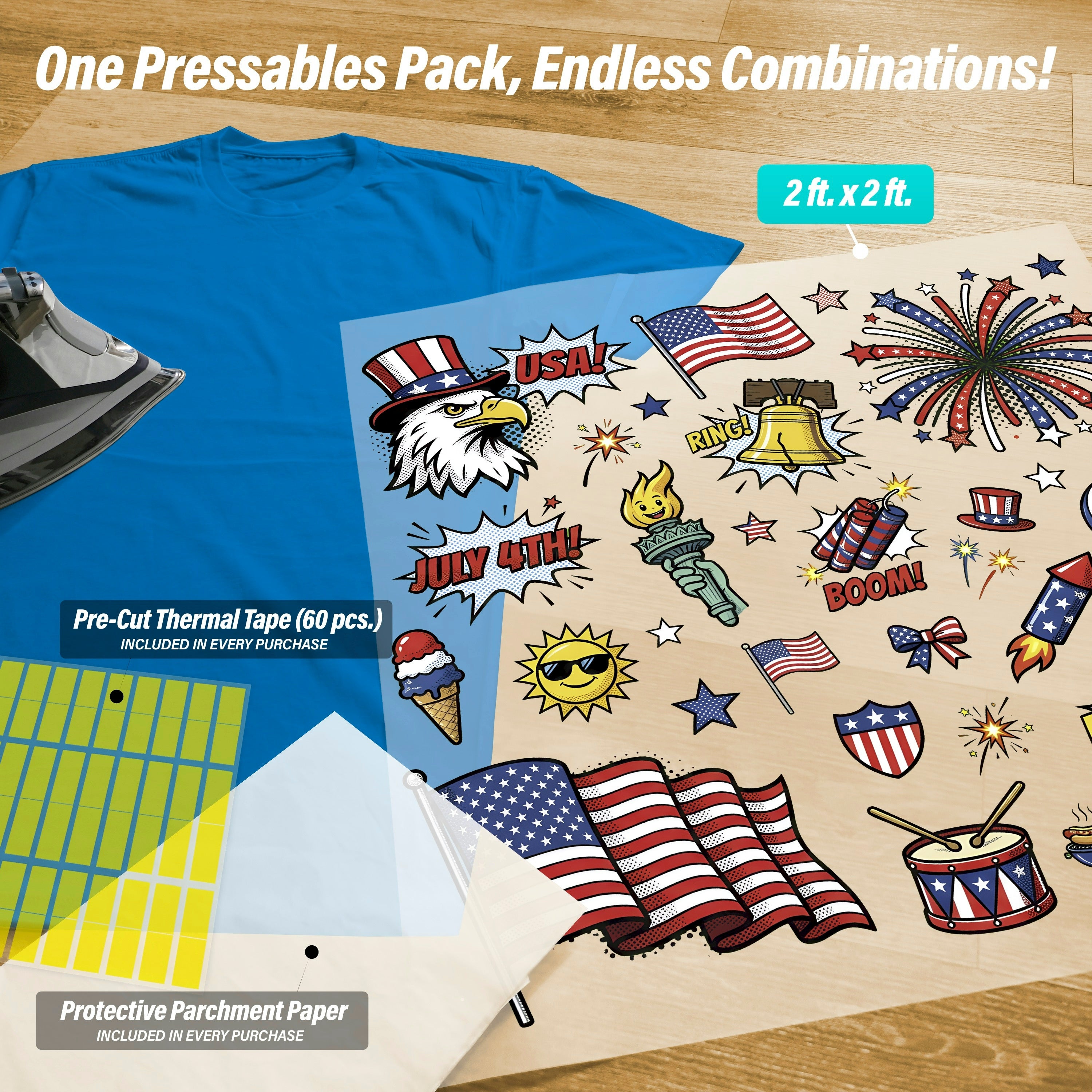 Patriotic Pop Art Iron-On Transfer Pack